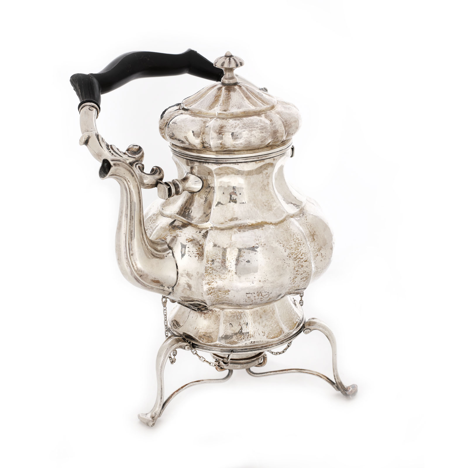 Handmade silver teapot with a rubbing alcohol dispenser, approx. 1940-1970