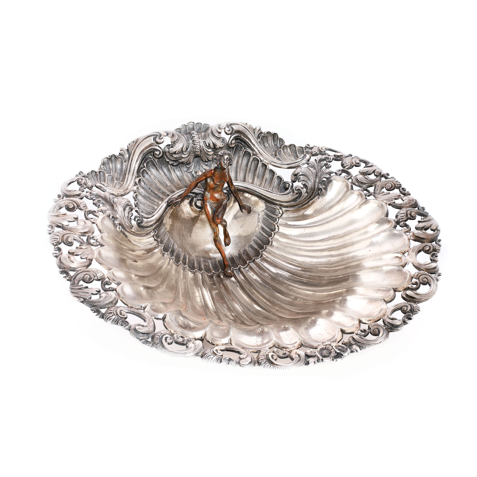 Platou decorativ din argint, cu decor Neo-Rococo
