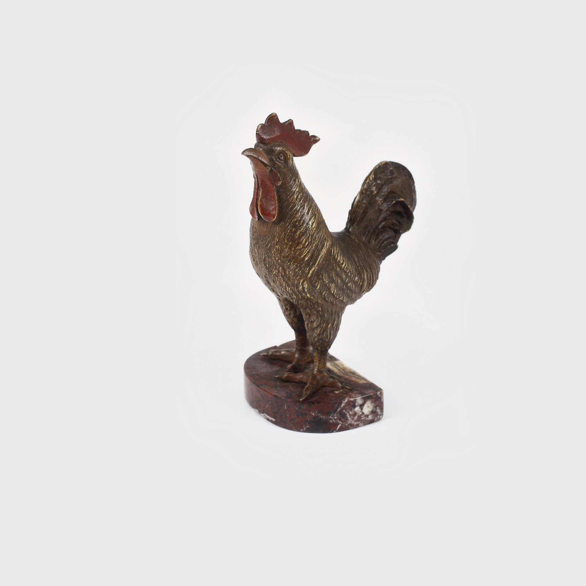 Statuetă decorativă din bronz, reprezentând un cocoș