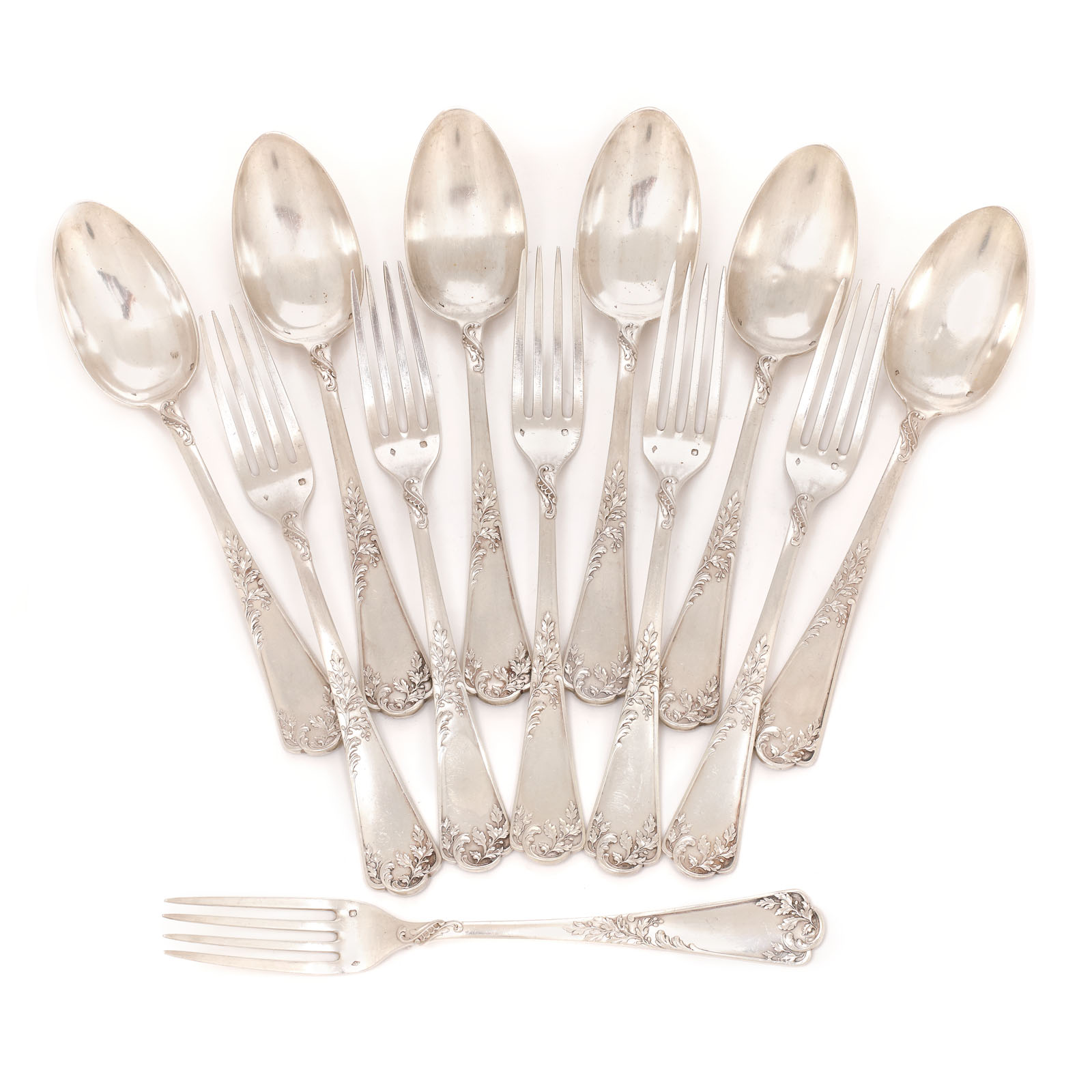 Neo Rococo set made of Emile Puiforcat silver, for 6, 1880