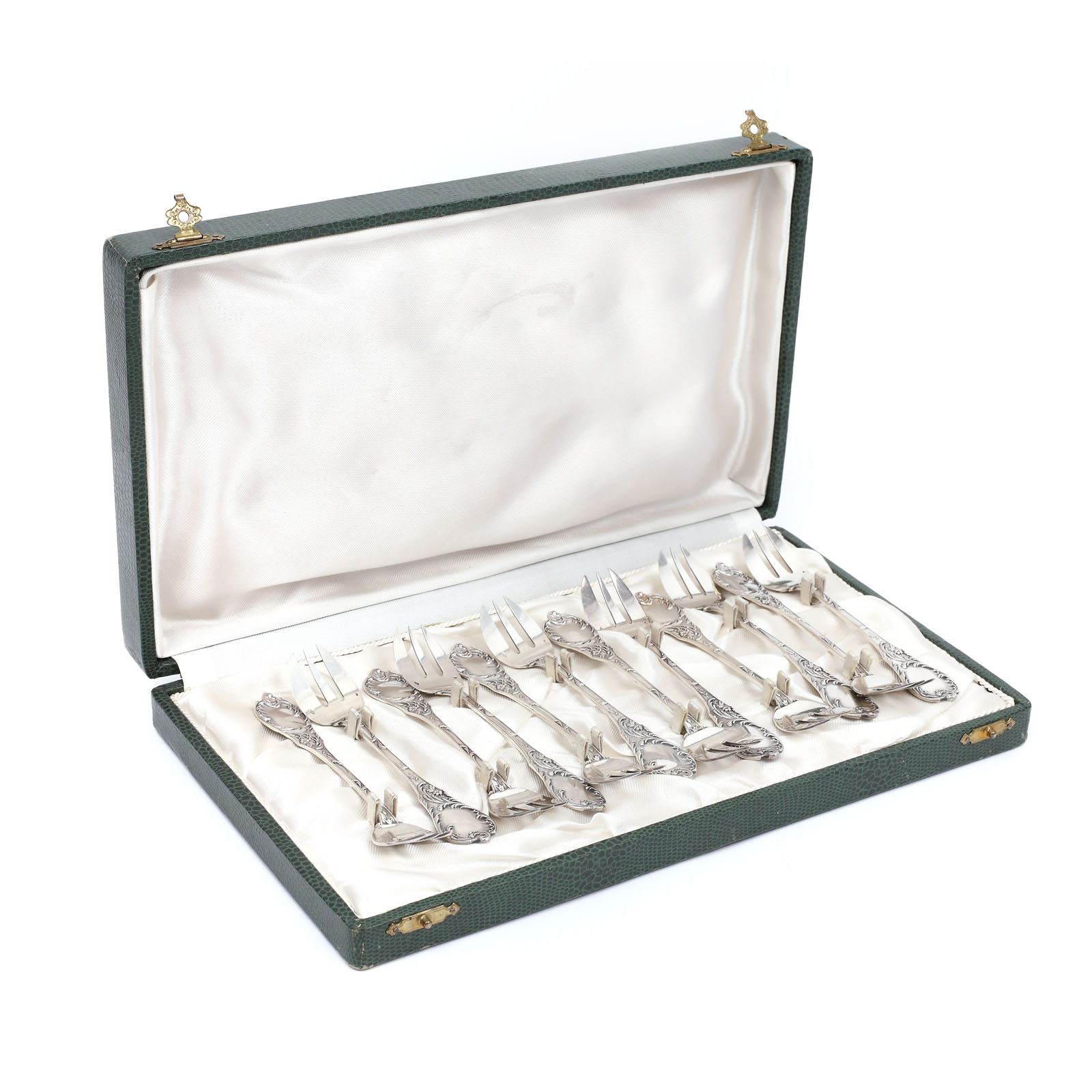 Set of 12 silver dessert spoons in Neo Rococo style, approx. 1900