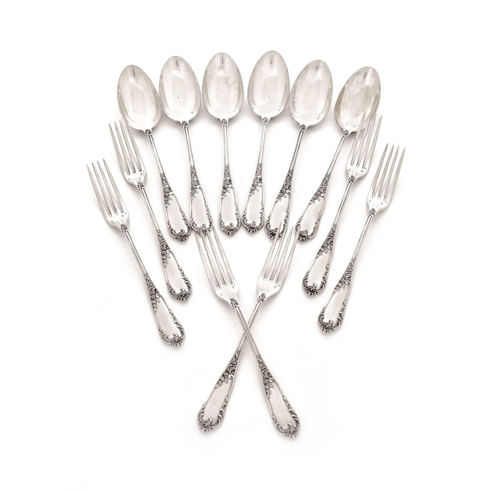 Tableware set made of Victor Boivin silver, for six, 1870