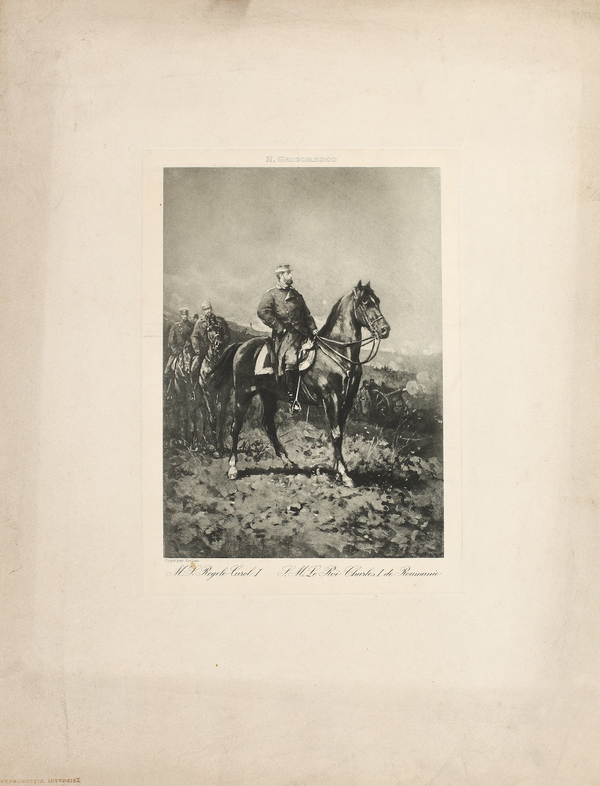 Regele Carol I, fotogravură, realizată după pictura lui Nicolae Grigorescu