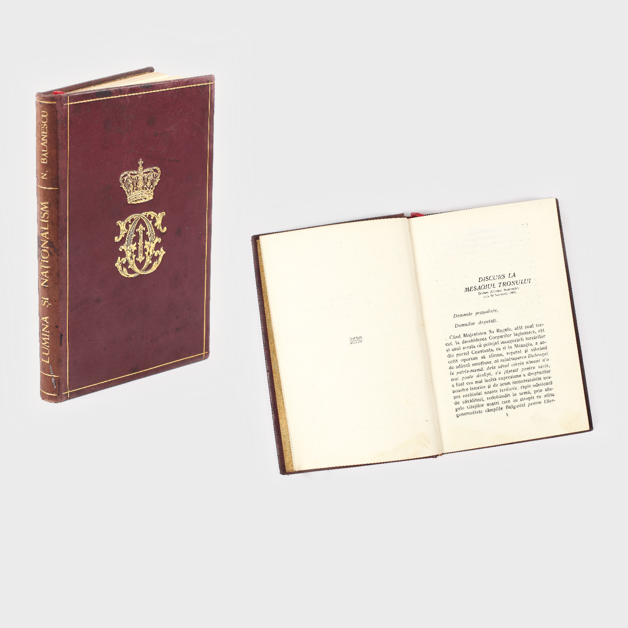 "Lumină şi Naţionalism", de Nicolae Bălănescu, 1913, exemplarul provine din biblioteca Regelui Carol I