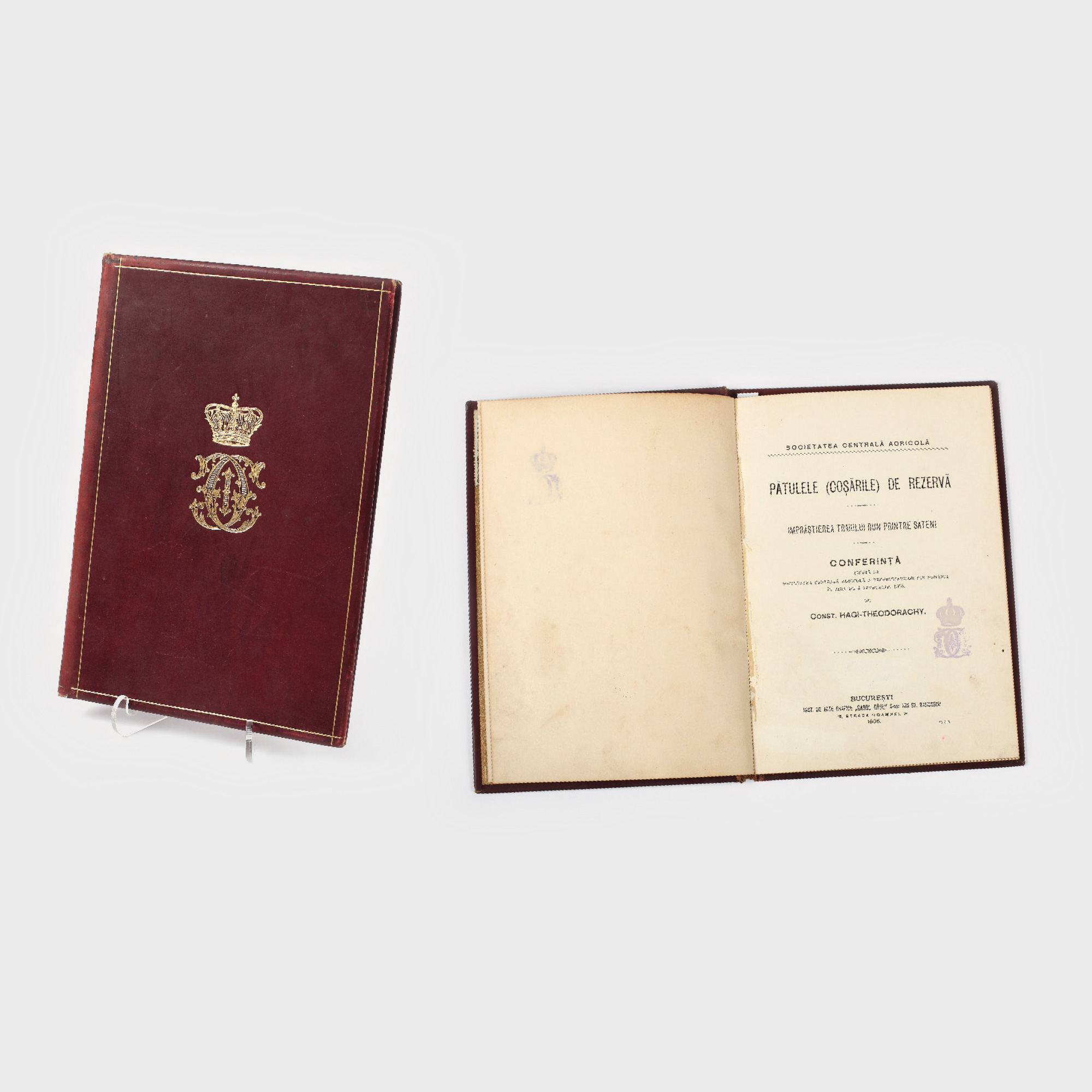 "Pătulele (Coşările) de Rezervă", de Hagi-Theodorachy, Bucureşti, 1905, exemplarul provine din biblioteca Regelui Carol I