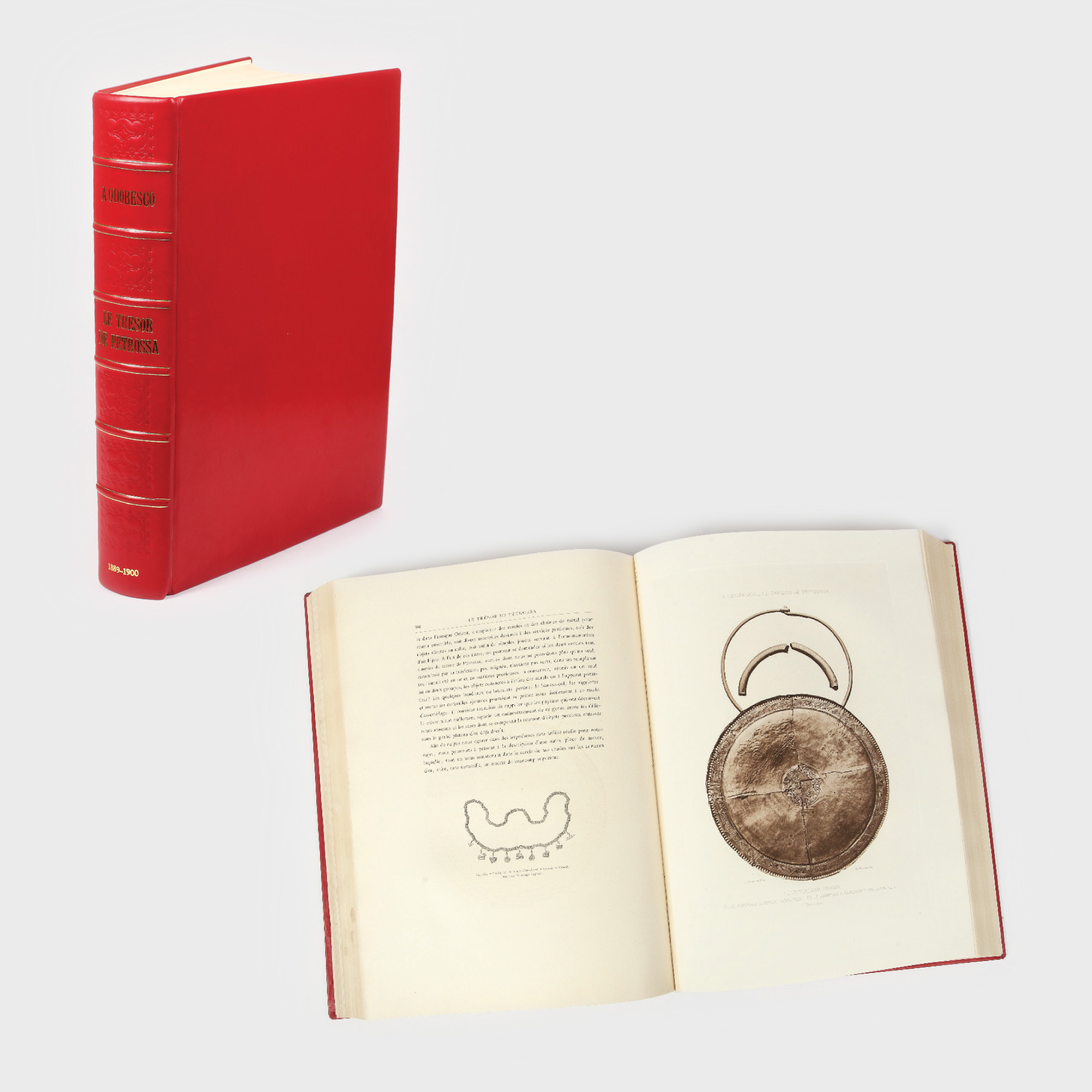"Tezaurul de la Petroasa", de Alexandru Odobescu, editura J. Rothschild, Paris, 1889-1900, dedicată Regelui Carol I şi Reginei Elisabeta, ediție de protocol, rară, de colecție