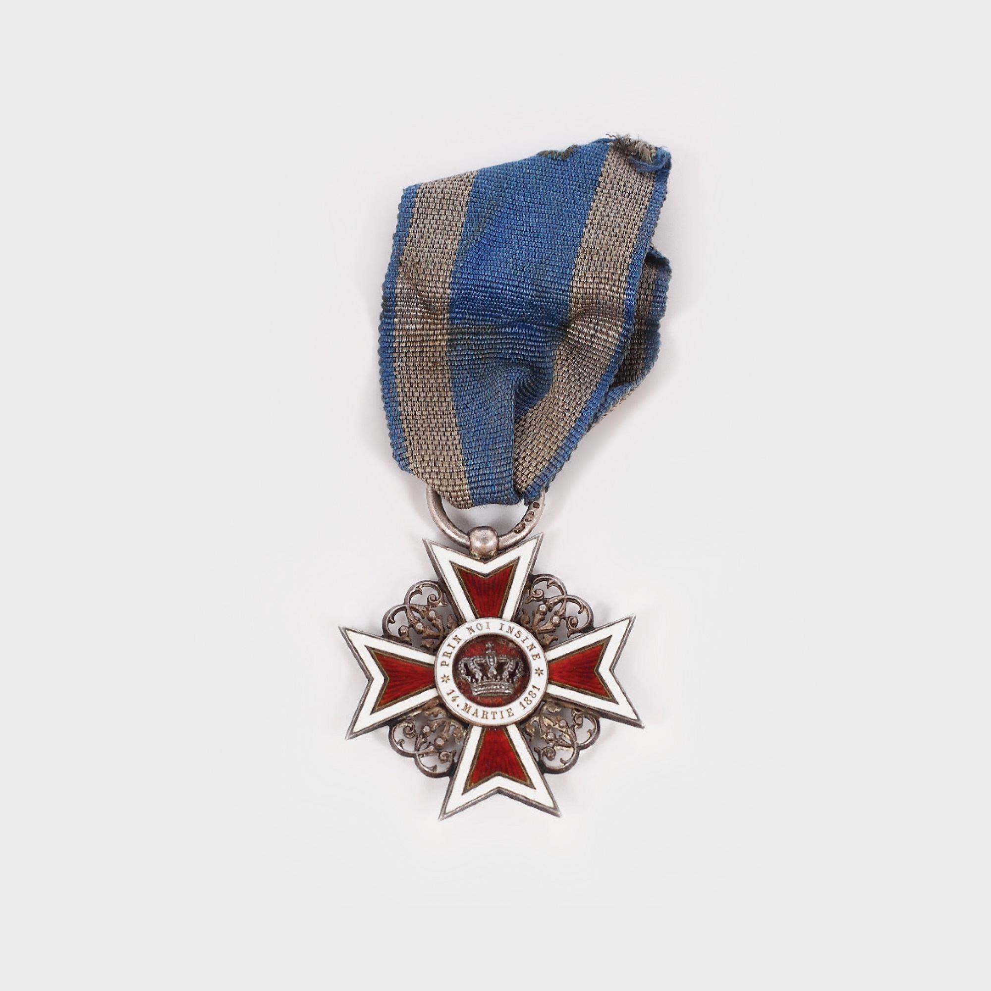 Ordinul din argint "Coroana României", în grad de cavaler, tip civil, model 1881, în cutie originală