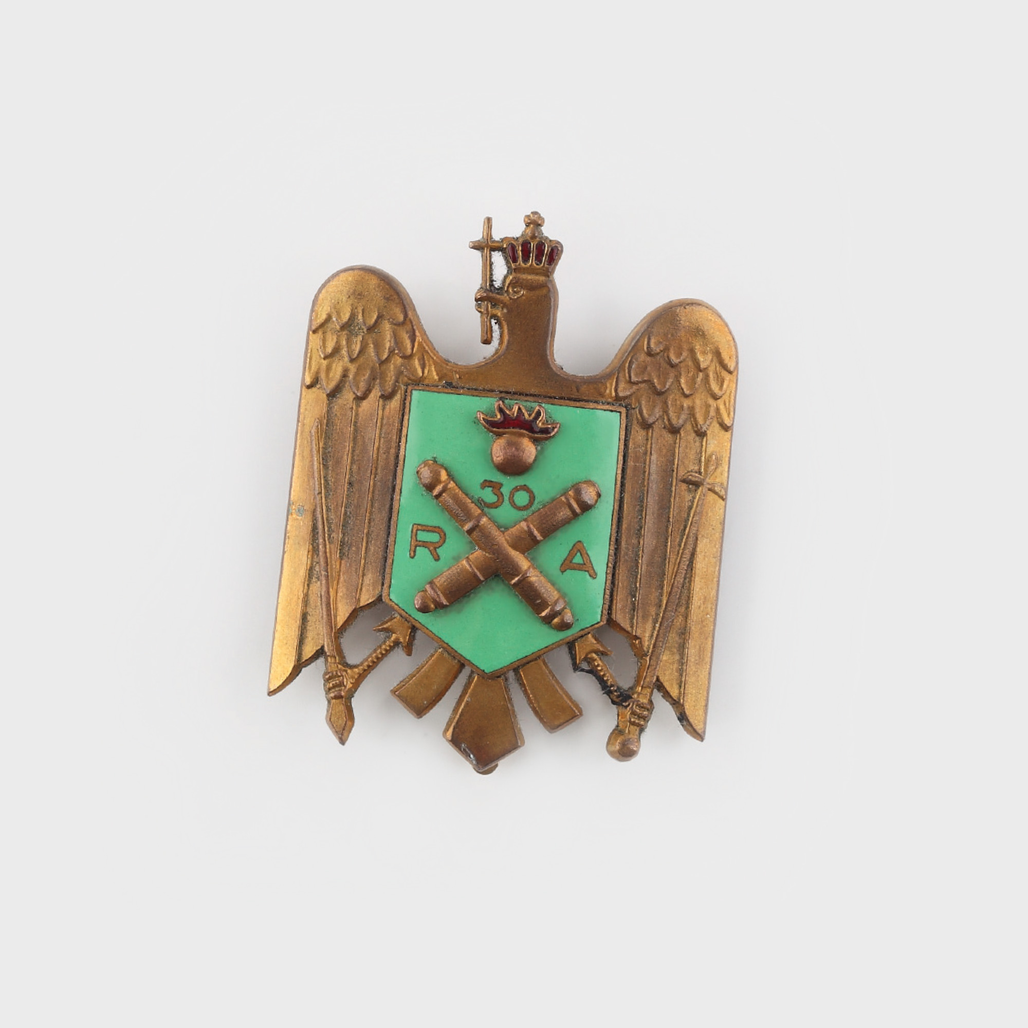 Insignă de 7 ani a "Regimentului 30 Artilerie", piesă rară 