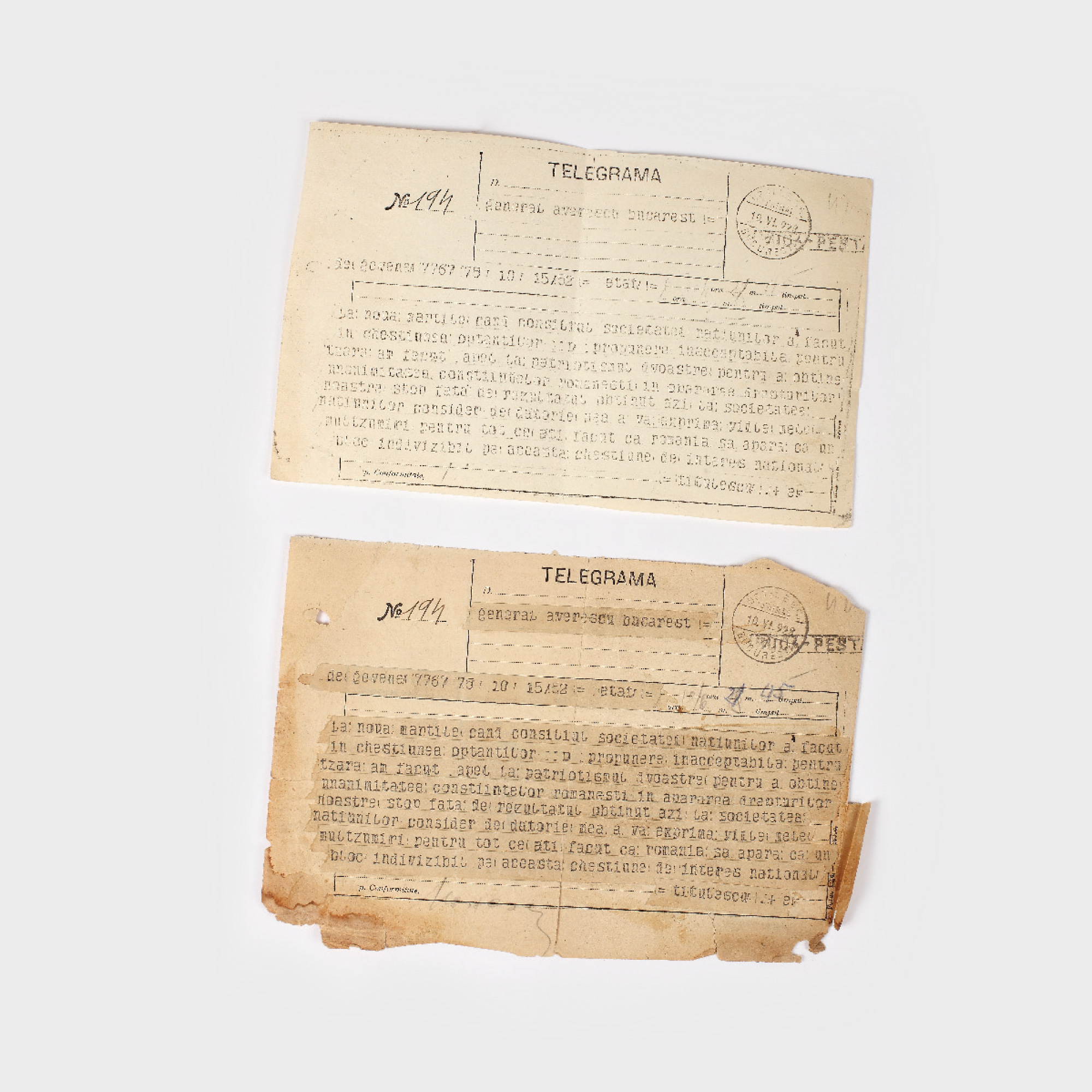 Telegramă trimisă de ministrul de externe Nicolae Titulescu către generalul Alexandru Averescu, 10 iunie 1928