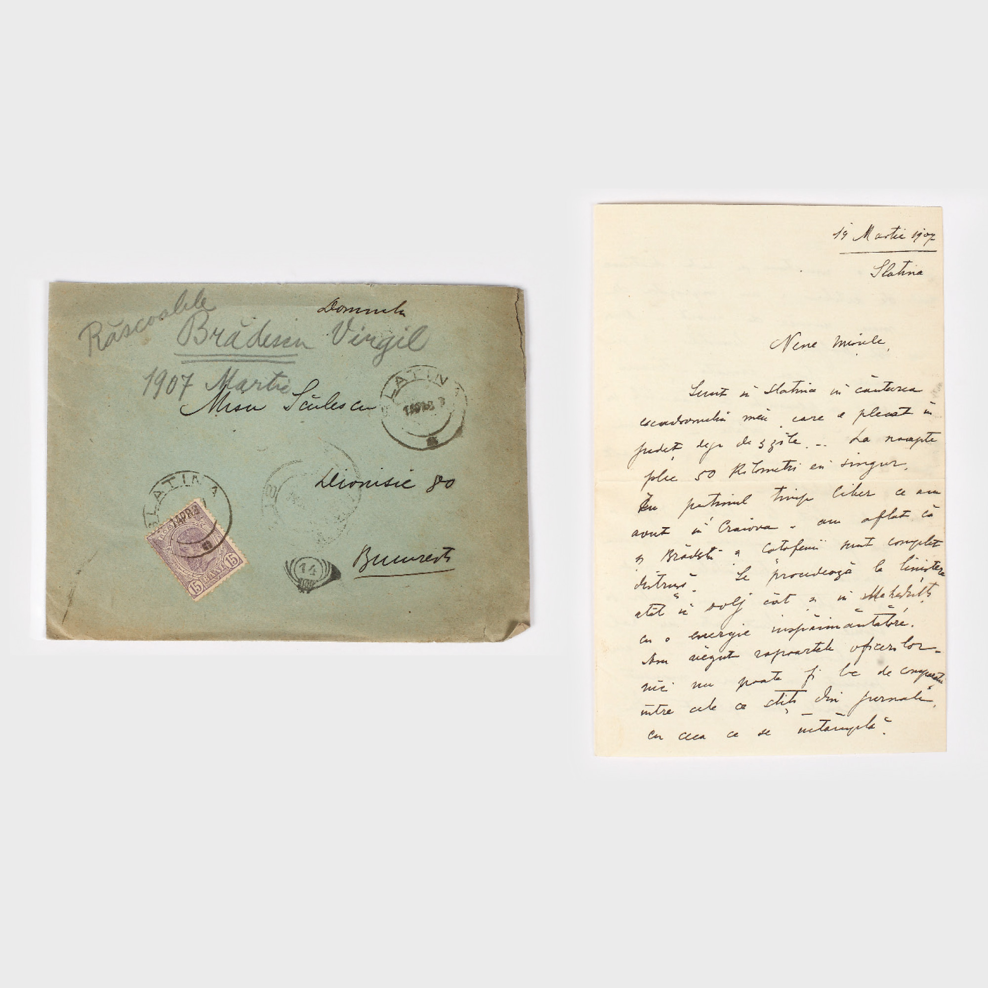 Scrisoare trimisă lui Mihail N. Săulescu (1861-1929), deputat de Dolj, în care ofițerul Brădescu descrie acțiunile militare de înăbușire a Răscoalei de la 1907, piesă de colecţie