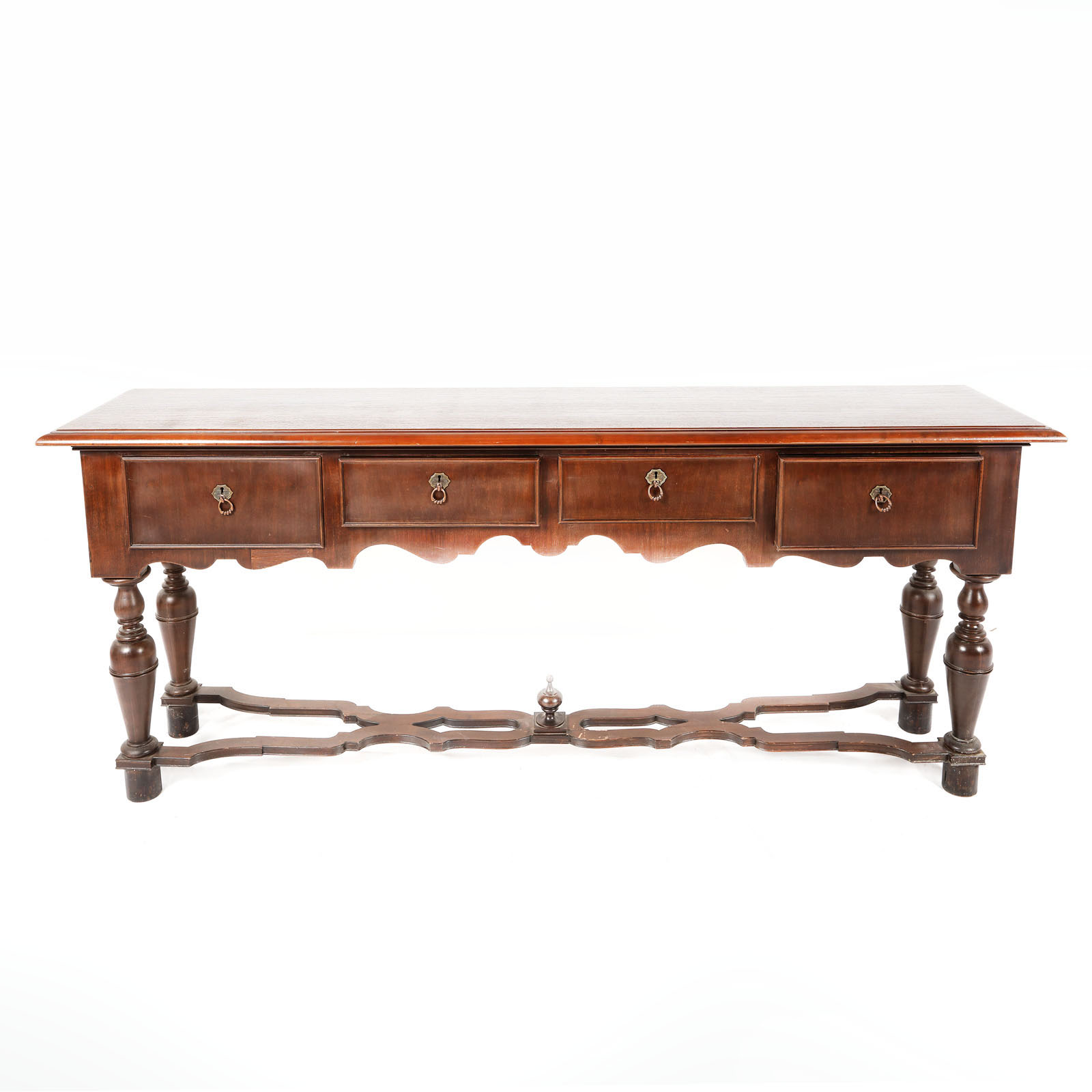 Desk of Renaissance  inspiration, made of walnut wood, with drawers under the counter, from the collection of General Gheorghe Manu