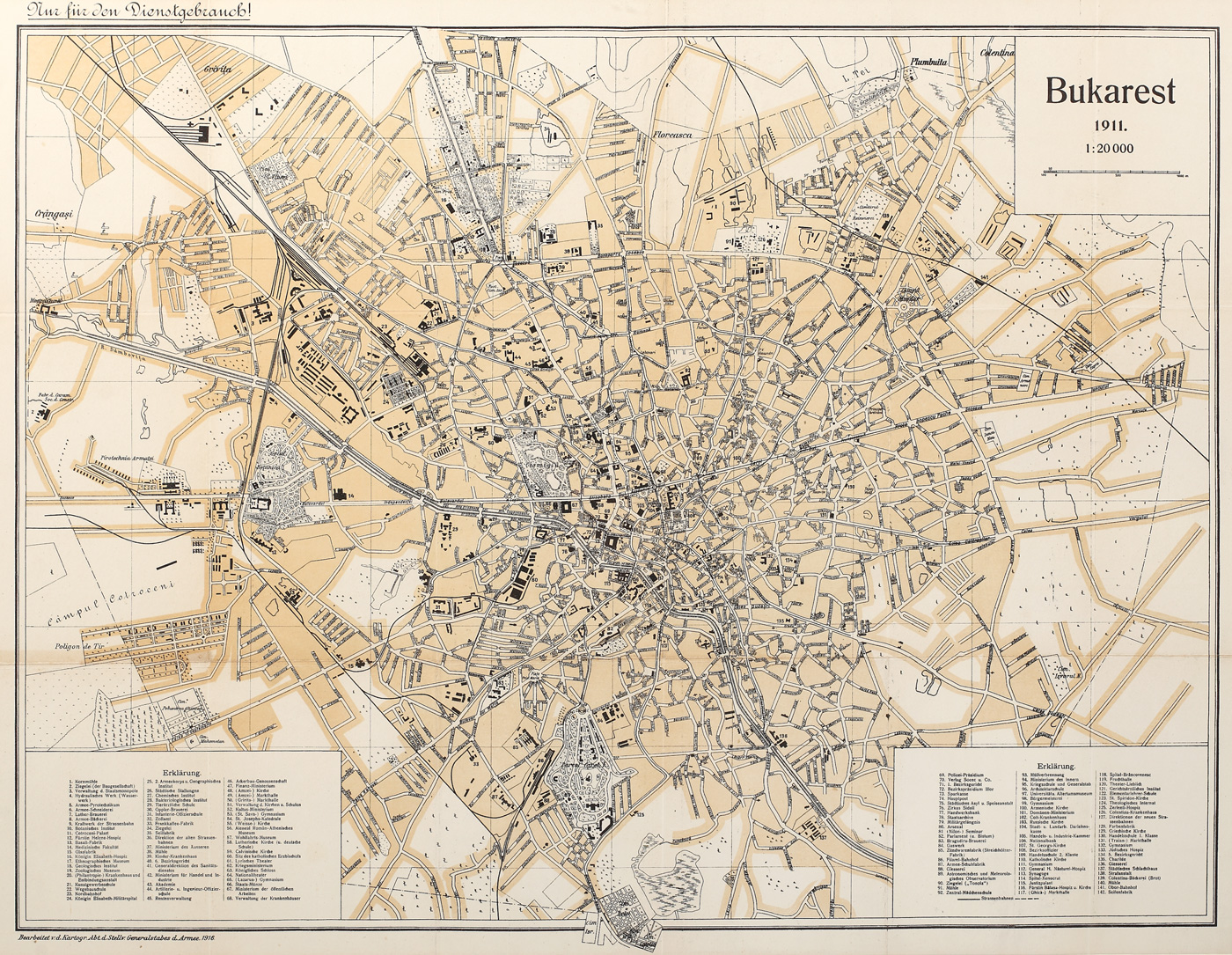 Planul oraşului Bucureşti în vremea Regelui Carol I, 1911