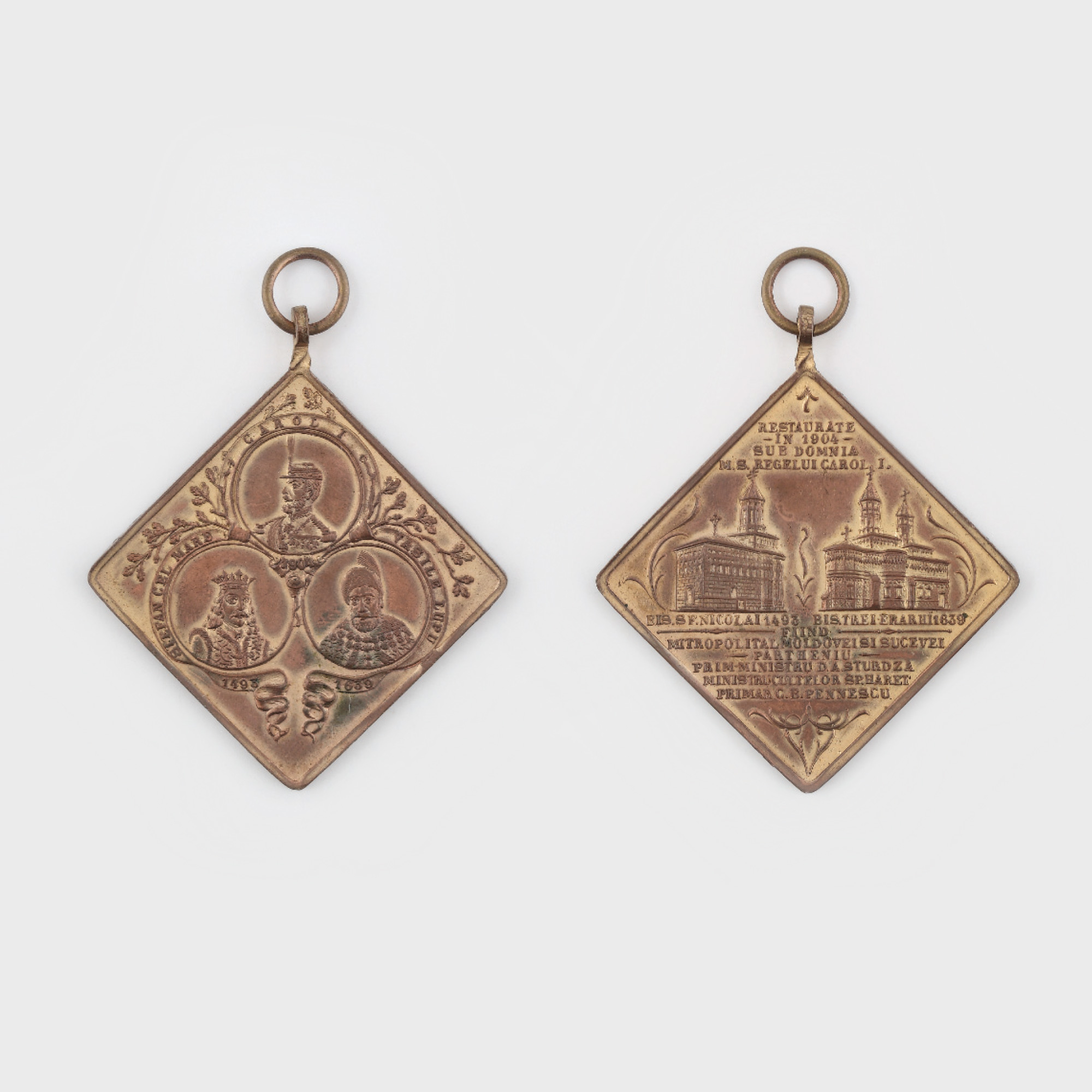 Medalion "Restaurările bisericilor Sf. Nicolai (1493) şi Trei Ierarhi (1639)", 1904