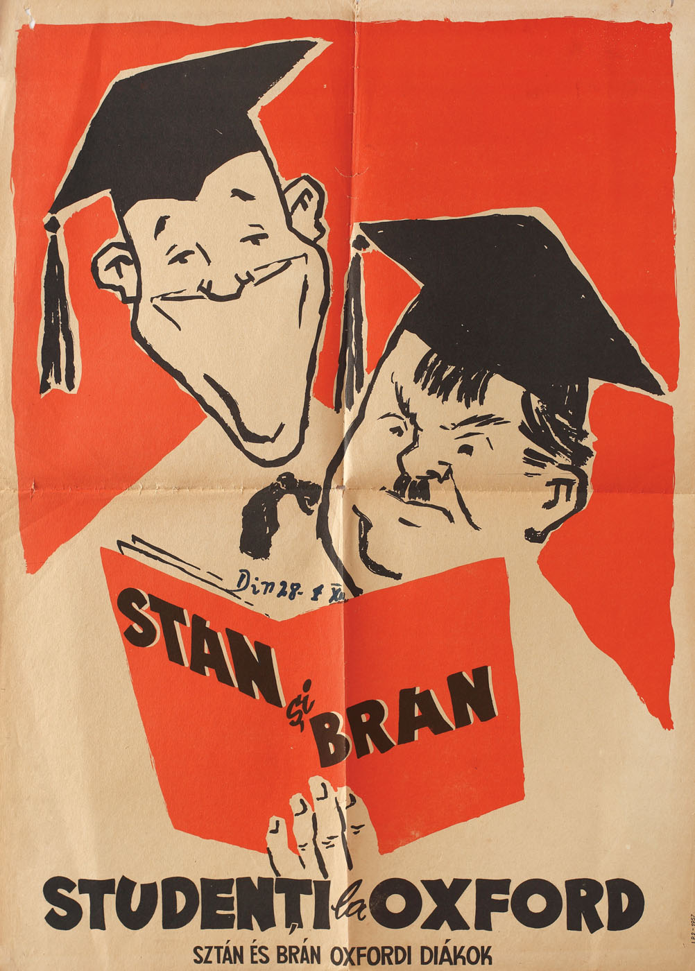 Poster al filmului "Stan şi Bran, studenţi la Oxford", realizat în 1957 pentru ecranizarea filmului în România