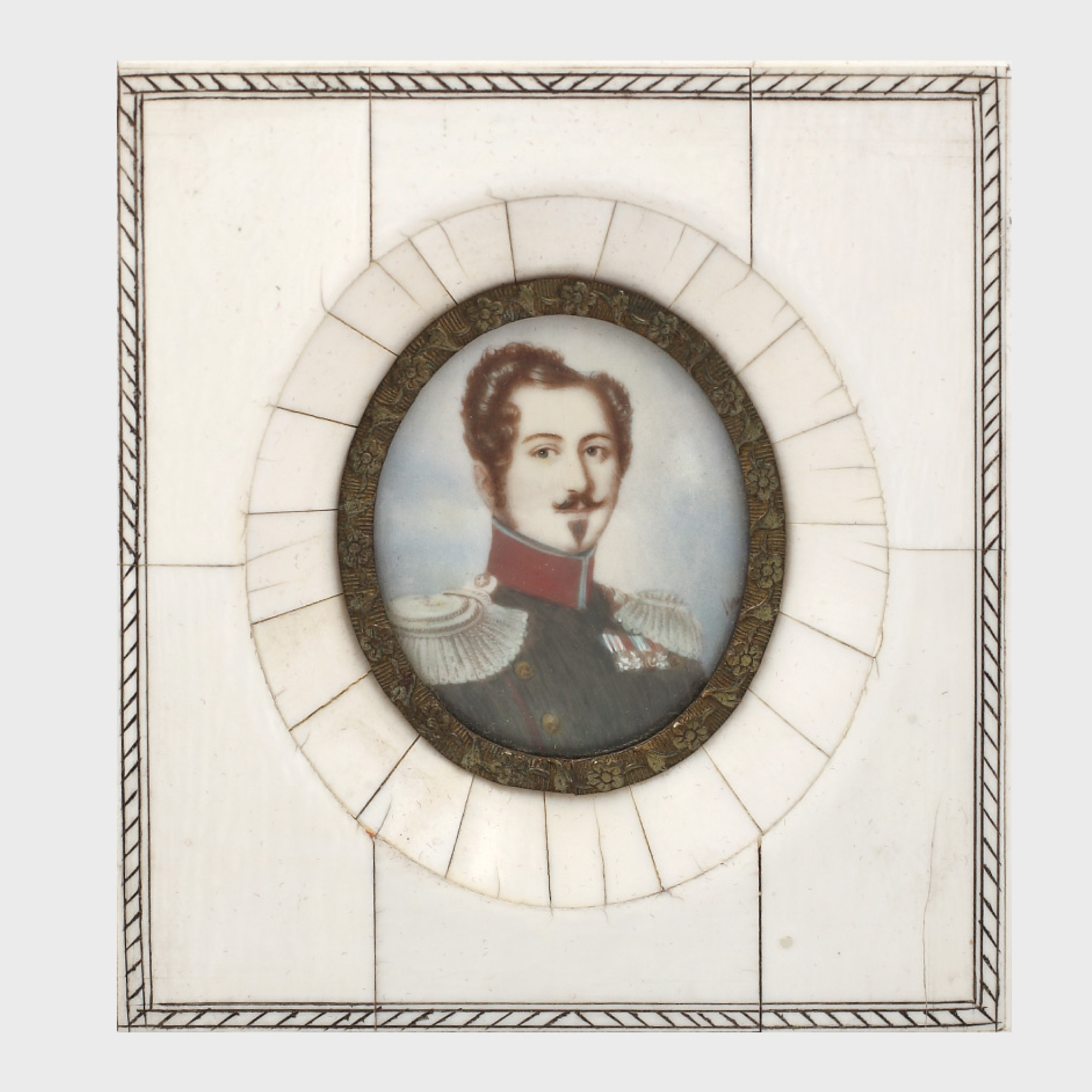 Portret de tânăr ofițer, pictat pe fildeș, cca. 1850