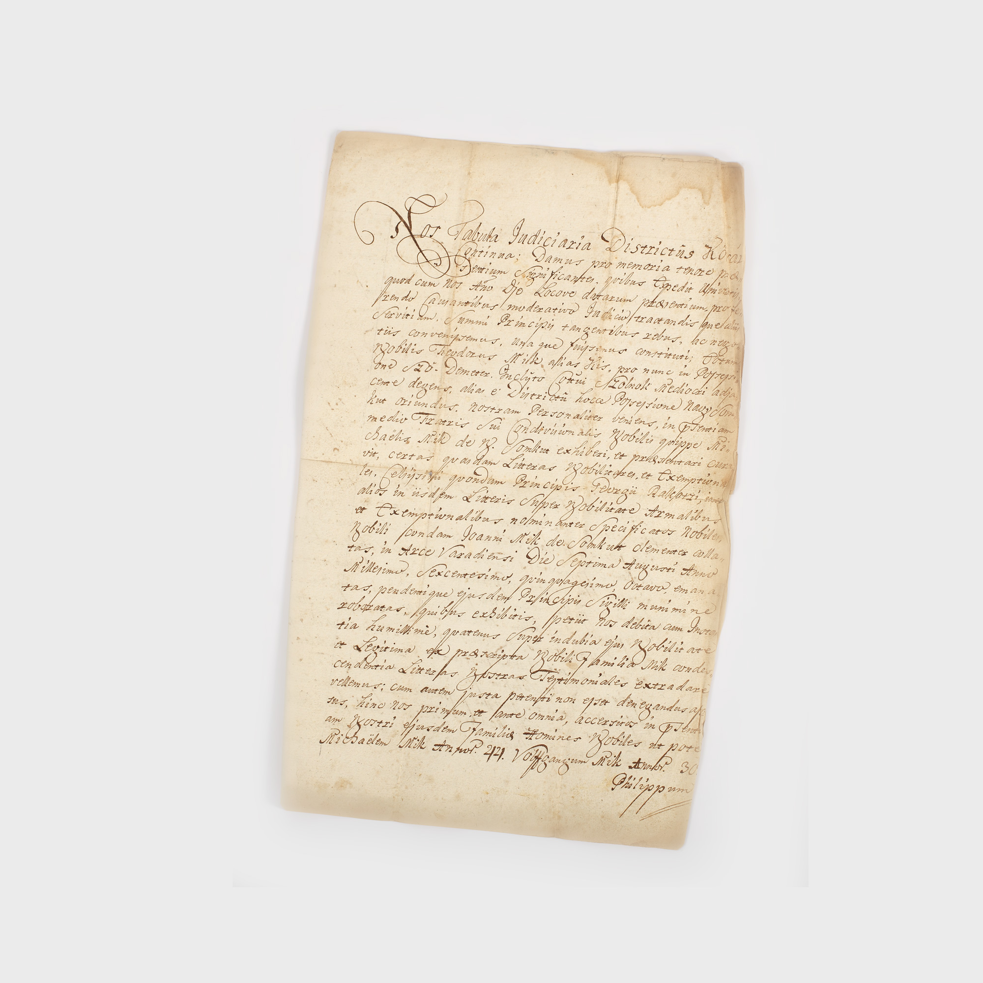 Act al tribunalului din Transilvania la cererea lui Teodor Mik (Kis), din Oradea, confirmând genealogia acestuia, începutul sec. XIX