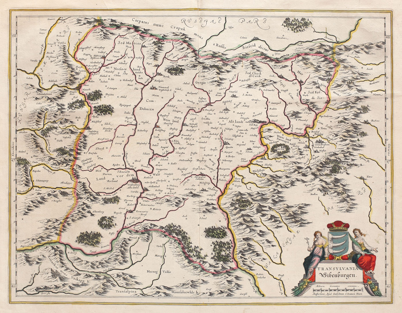 Hartă ”Transylvania”, de Jan Janssonius, Amsterdam, 1650