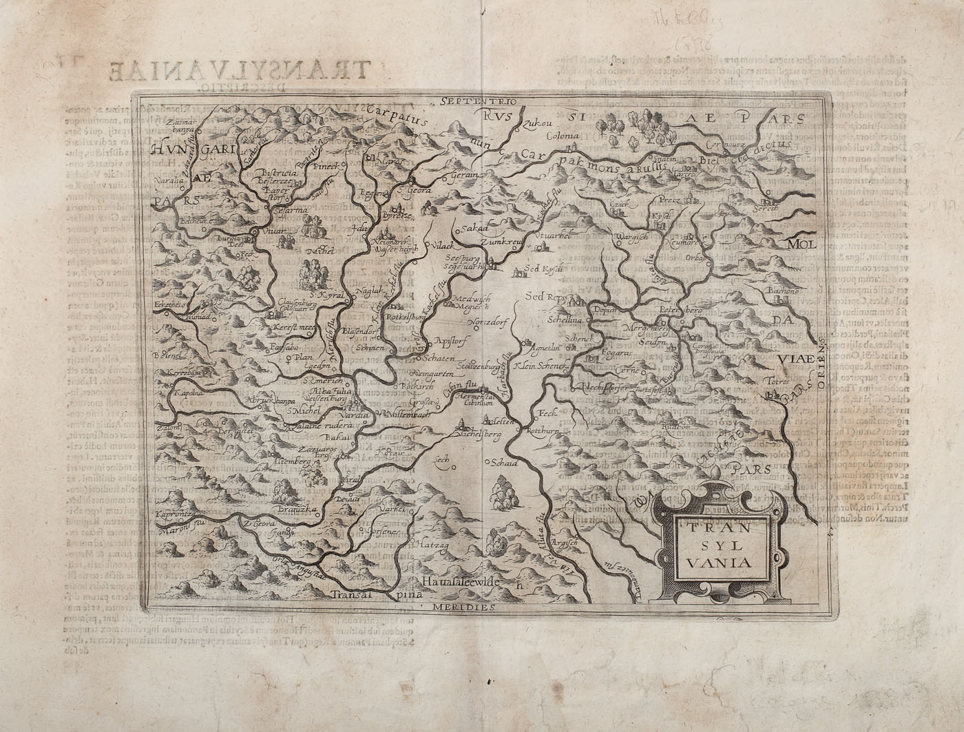 Hartă ”Transylvania”, de Johannes Natalius Metellus, Köln, 1598, hartă rară de colecție