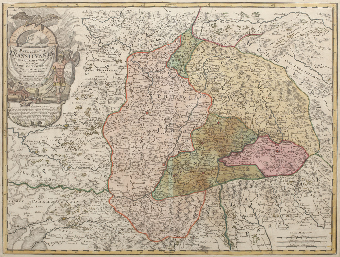 "Principatul Transilvaniei in fiecare din popoarele, casele și regiunile sale...", Johann Baptist Homann, Nuremberg, 1723