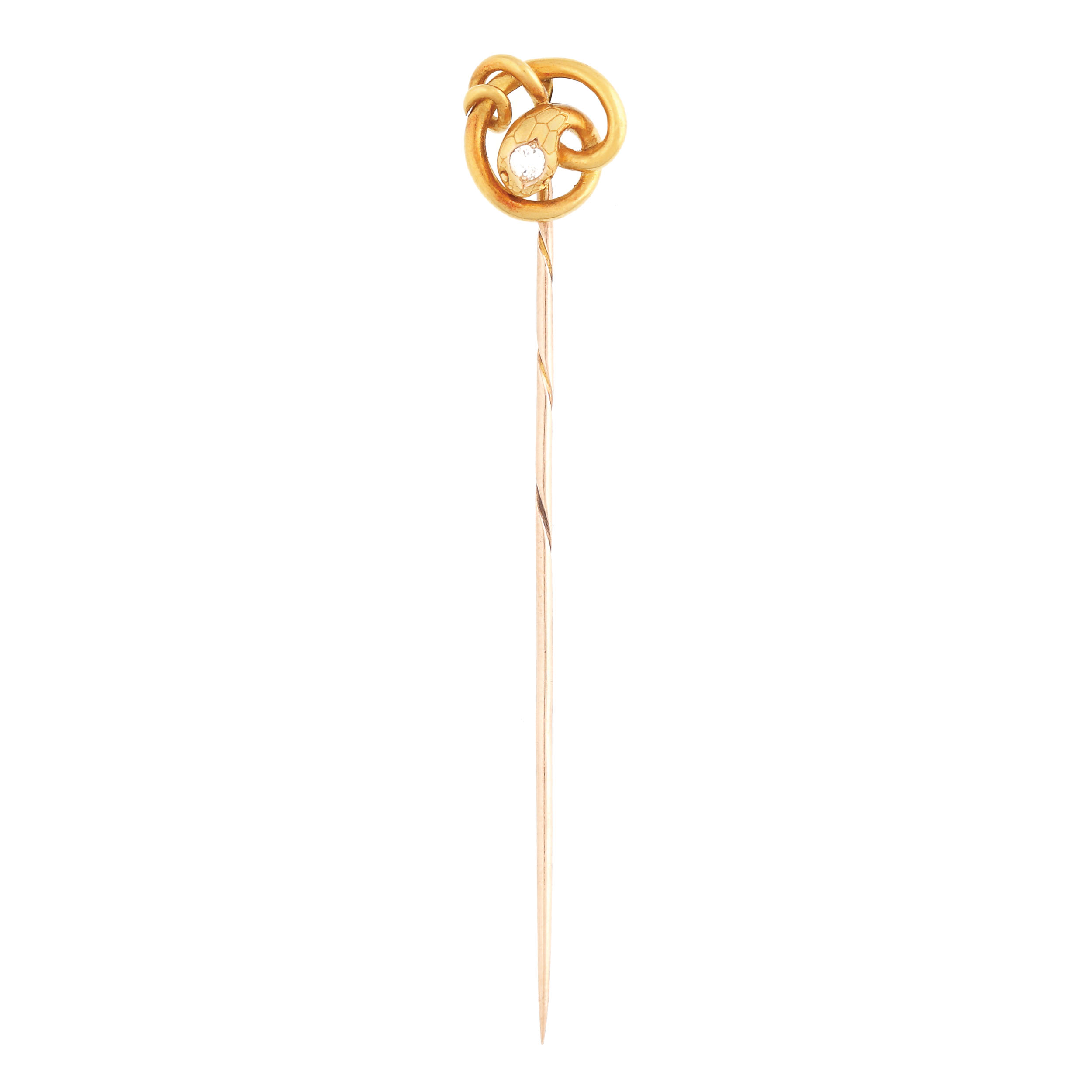 Gold pine, decorated with a snake pattern and old mine cut diamond