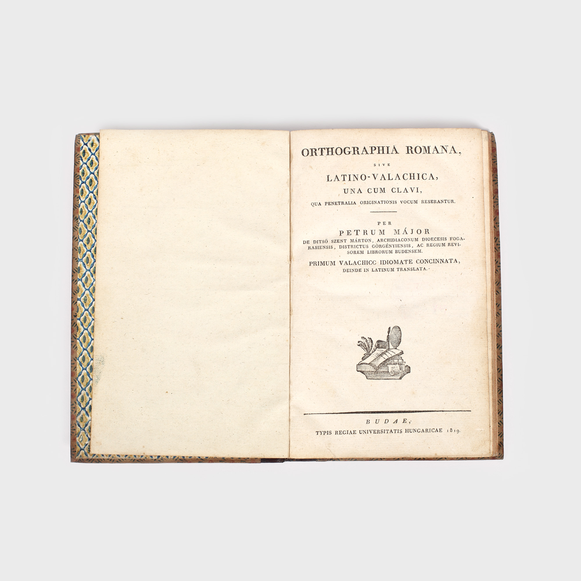 ”Ortografia română sau latino-valahă”, de Petru Maior, tipărită la Buda, 1819, carte rară de colecţie