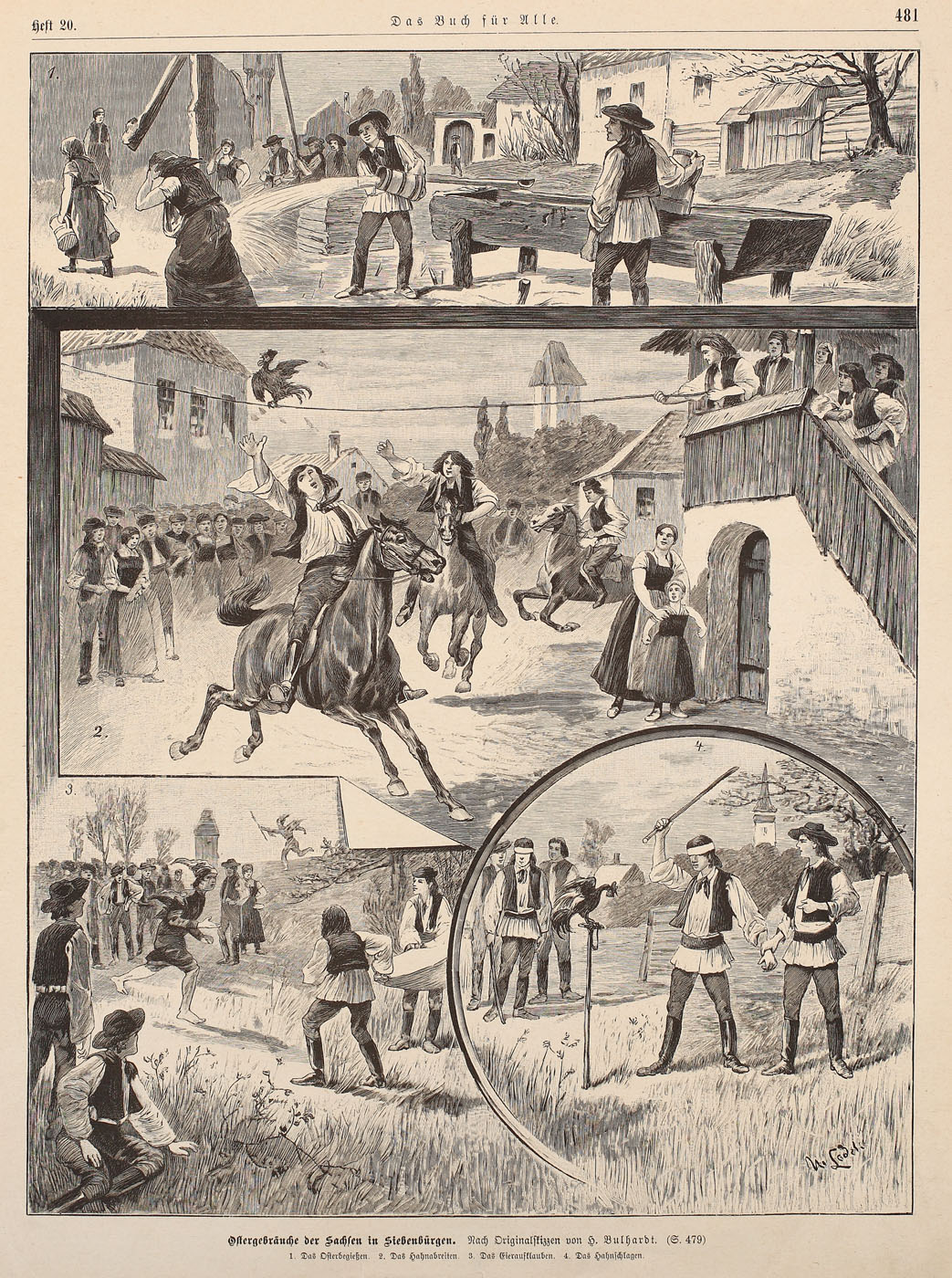 Obiceiuri ale sașilor din Transilvania, pagină publicată în "Cartea pentru toți", aprox. 1880