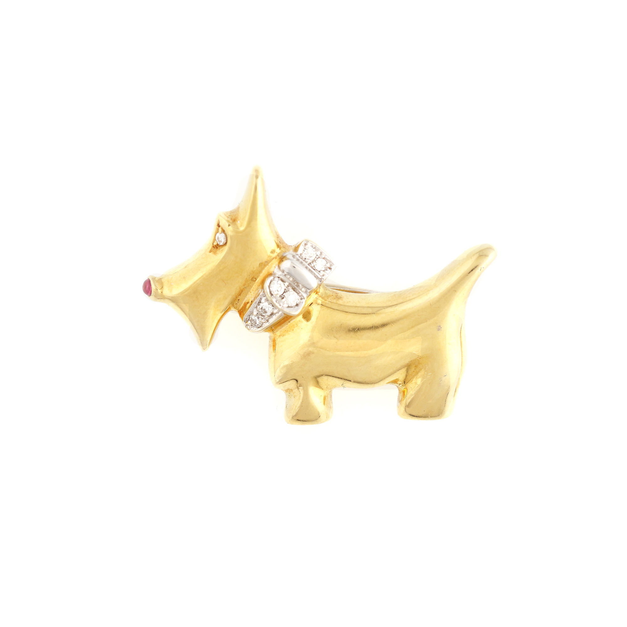 ”Schnauzer” - broșă din aur, decorată cu diamante 