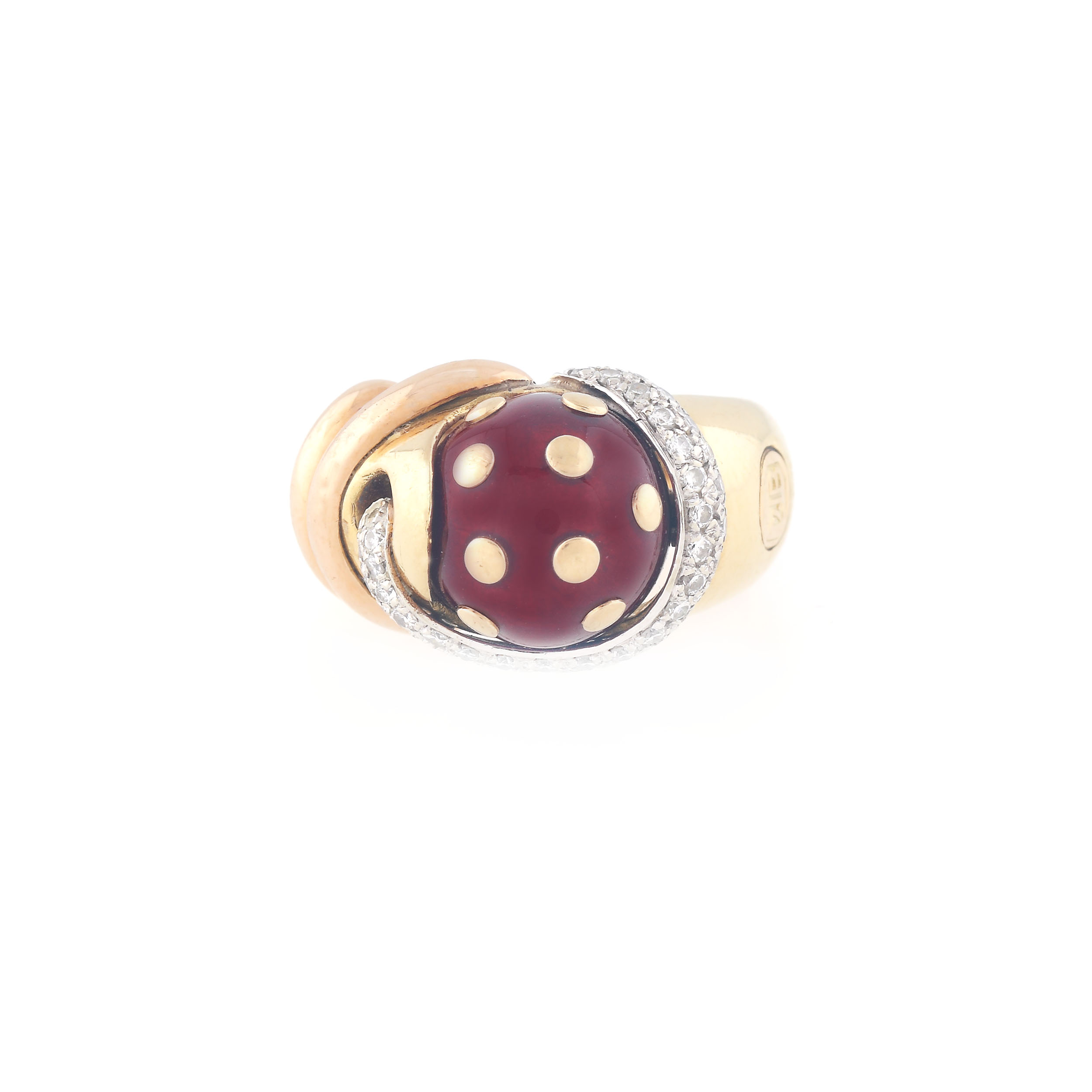 Inel La Nouvelle Bague, din aur, decorat cu diamante și email