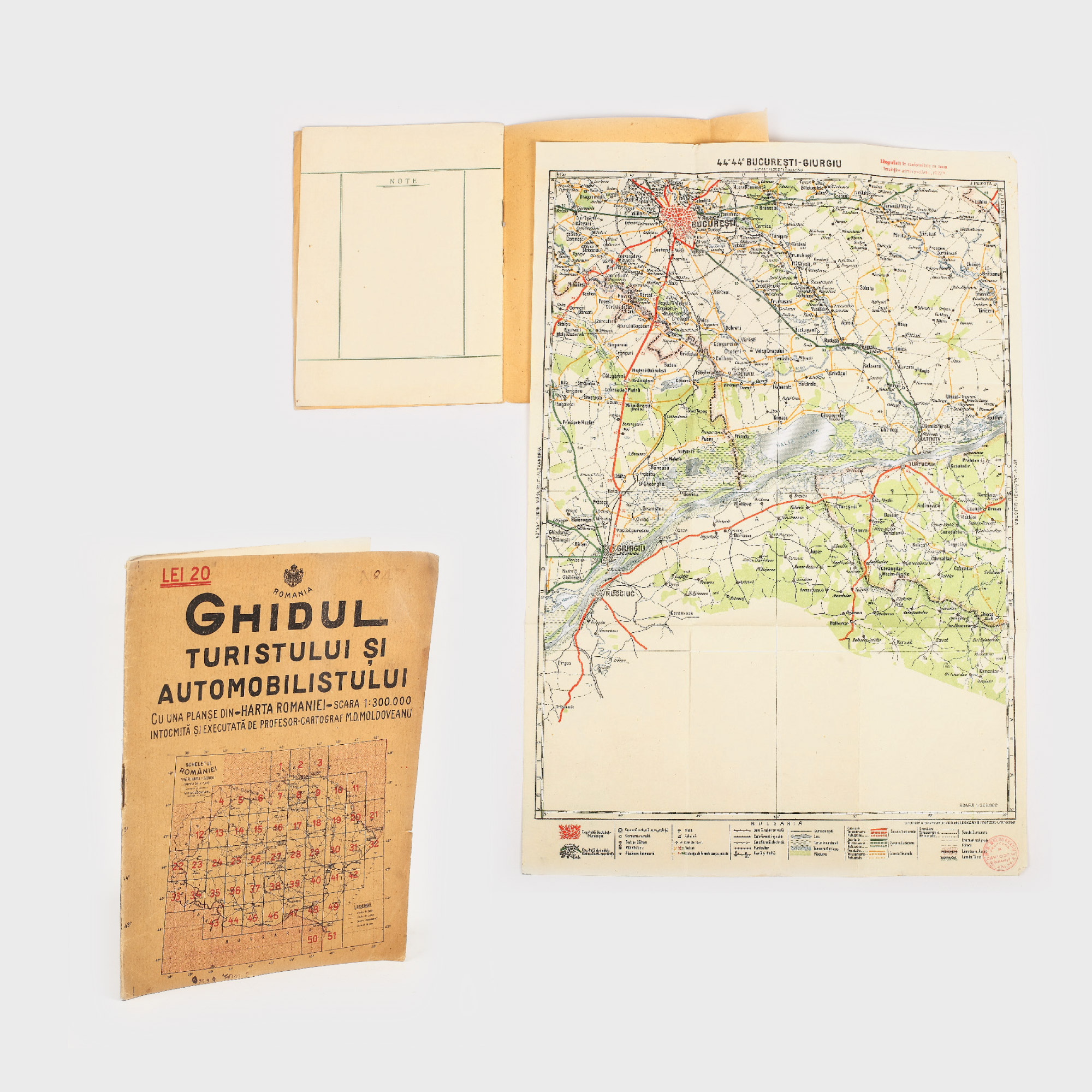 Ghidul Turistului și Automobilistului, cuprinde planul străzilor și al ieșirilor din București, anii 1930
