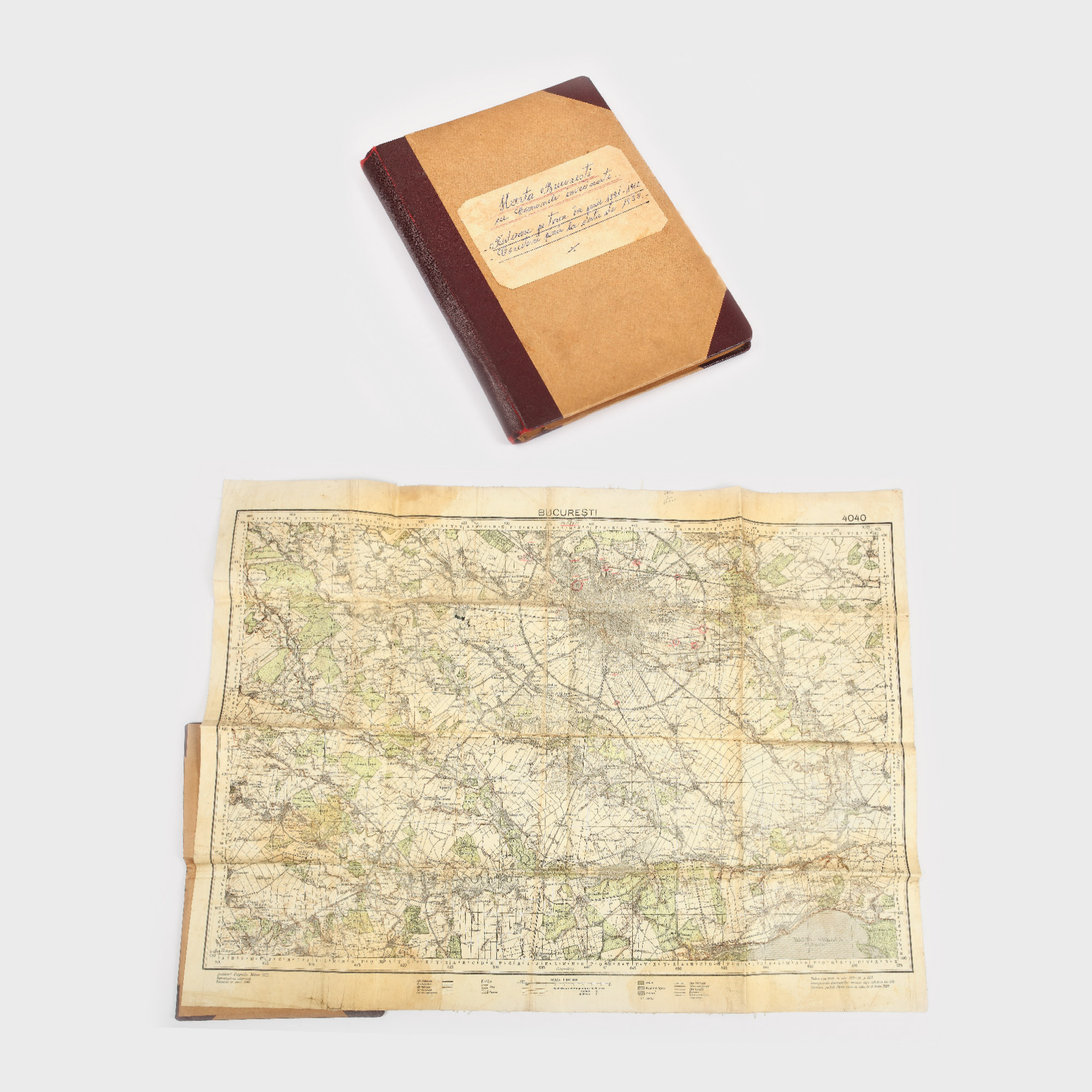 "Harta București cu Comunele învecinate", pe baza măsurătorilor din 1891-1902, realizată de Institutul Geografic Militar în 1933, retipărită în 1940 