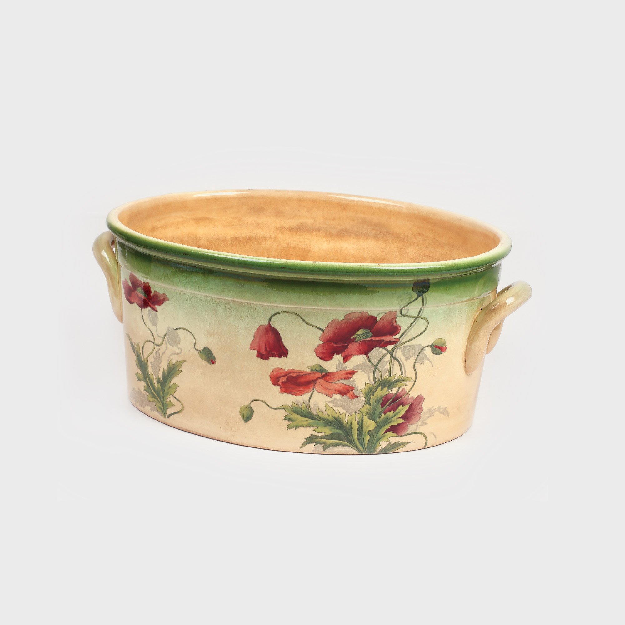 Cache-pot Art Noveau, decorat cu maci, cca. 1930