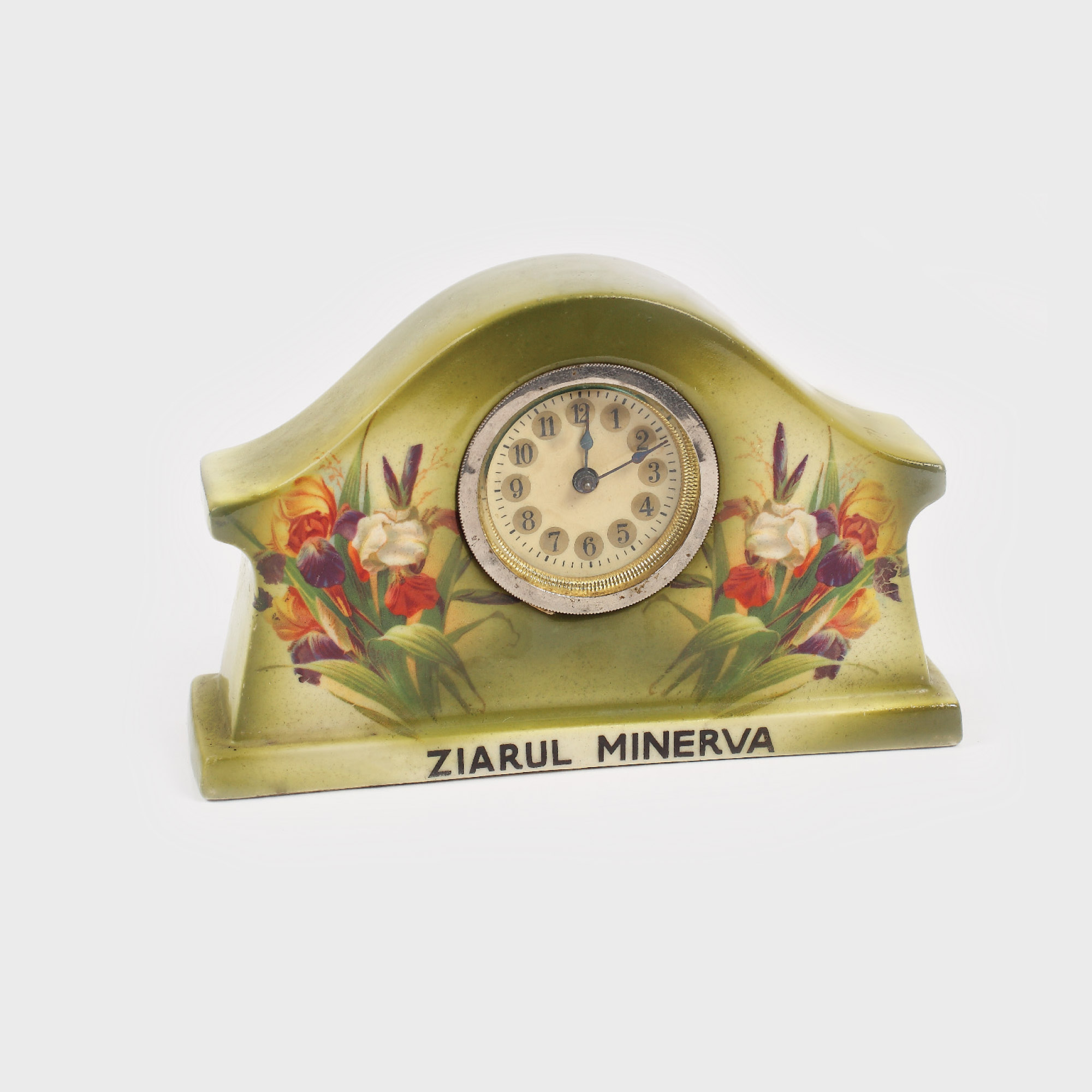 Ceas din ceramică, pentru birou, produs pentru ziarul "Minerva", începutul secolului XX