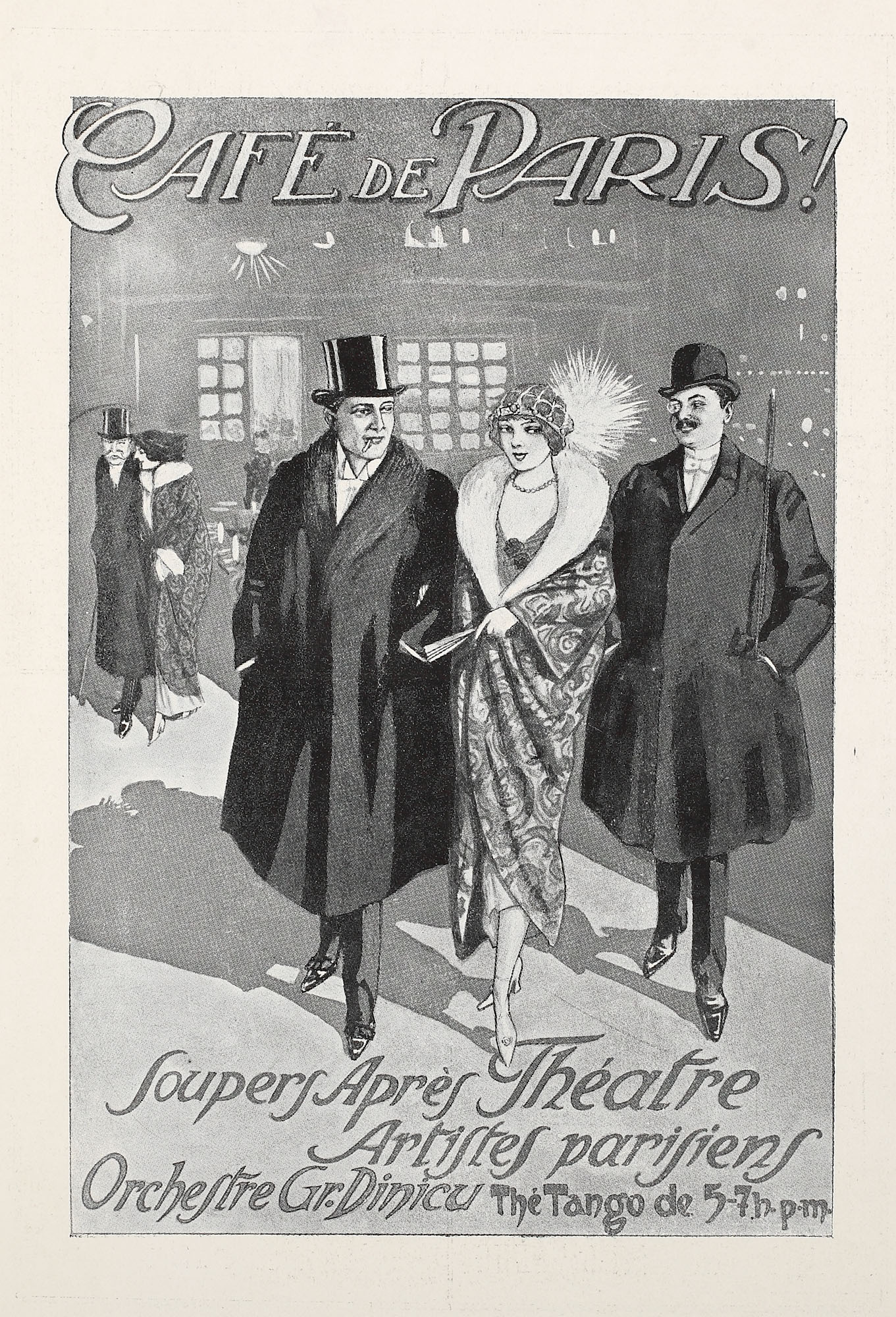 Afiș publicitar, Café de Paris, București, 1914