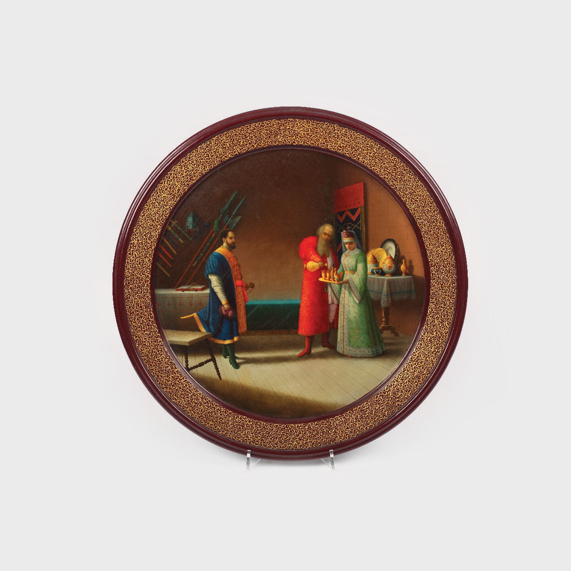 "Demonul și Tamara", platou decorativ, Mihaly Sitchy, Lukutin, 1881-1894