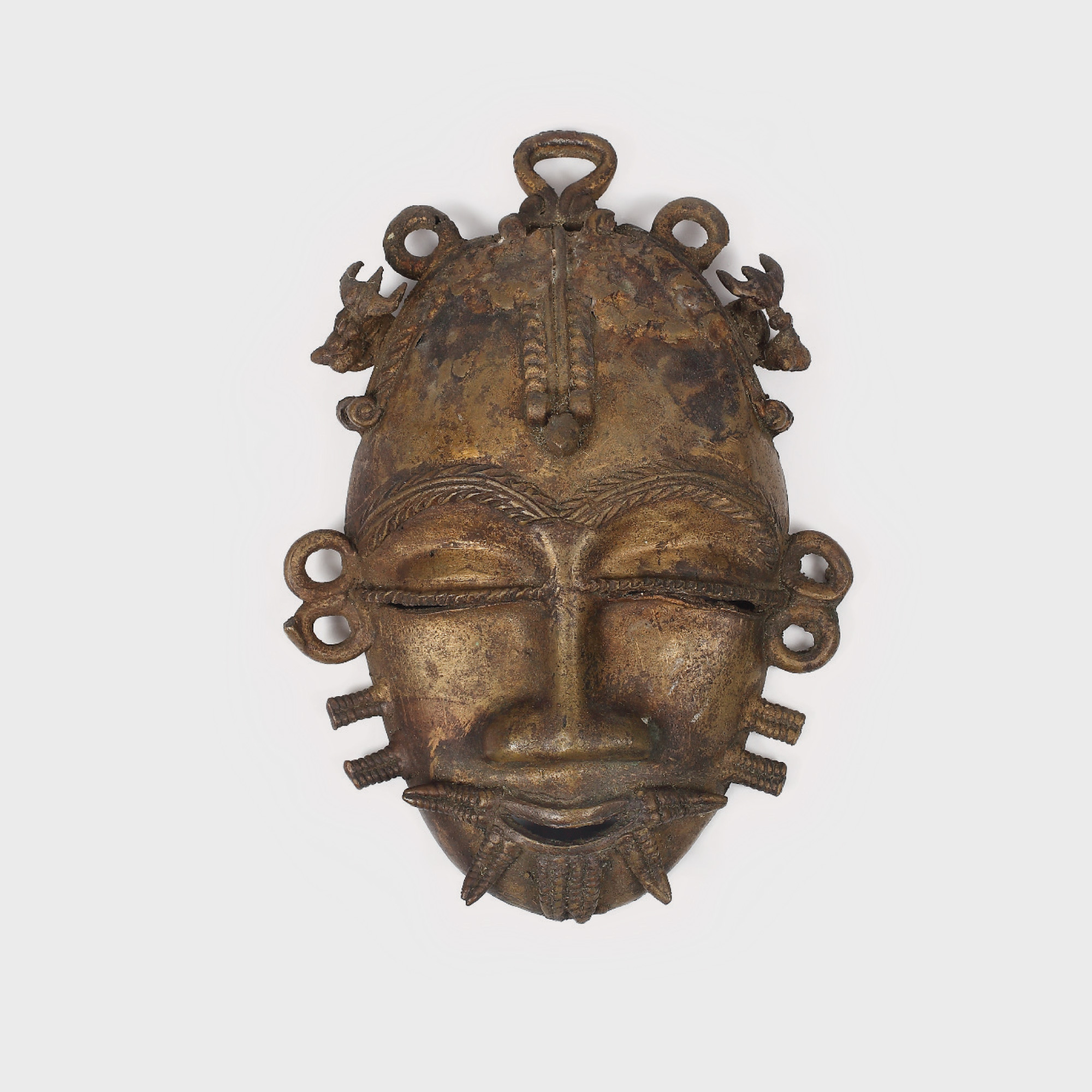 Mască ornamentală din bronz, Africa de Vest, sfârșitul sec. XIX