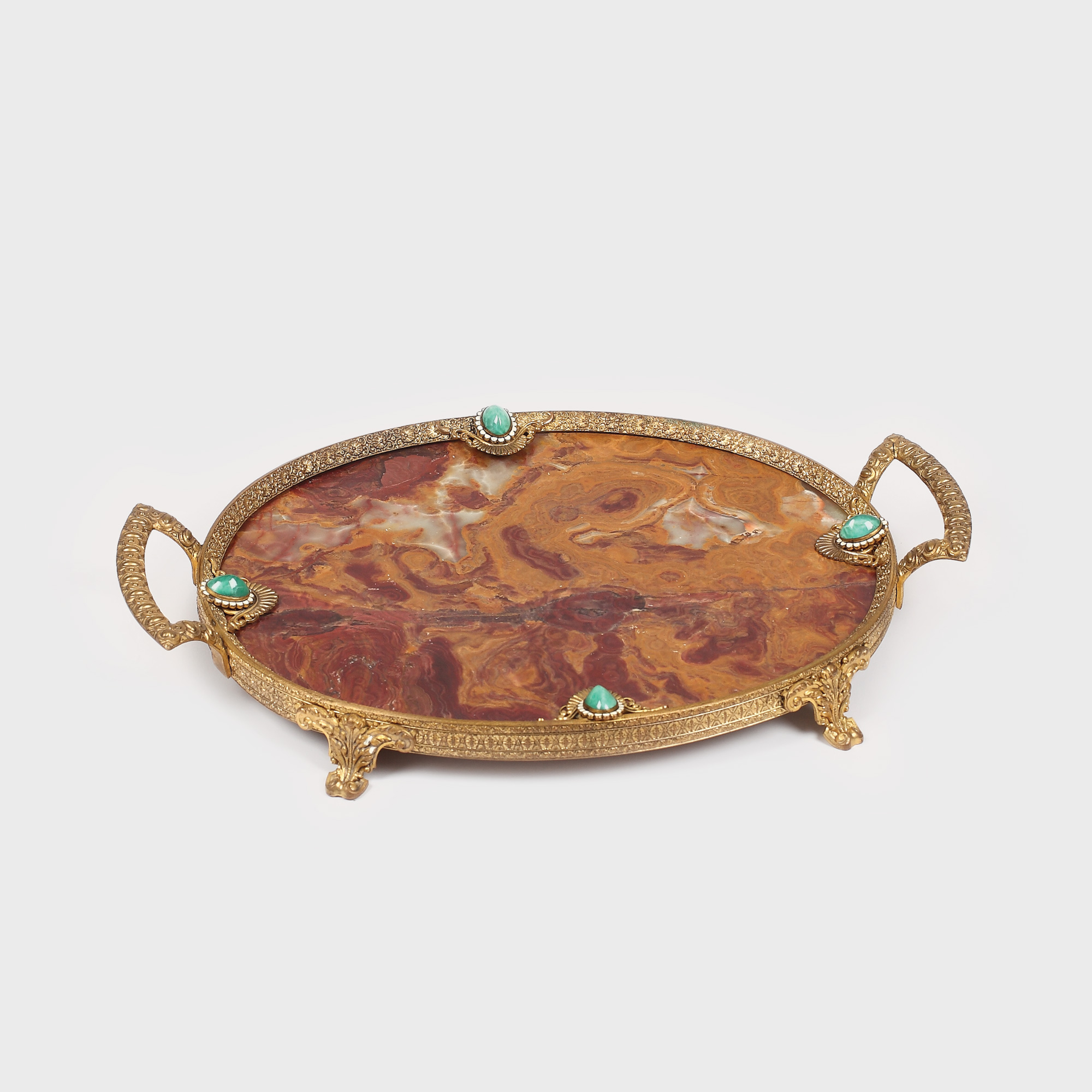 Excepţional platou din onyx de Ural şi bronz doré, cca. 1883