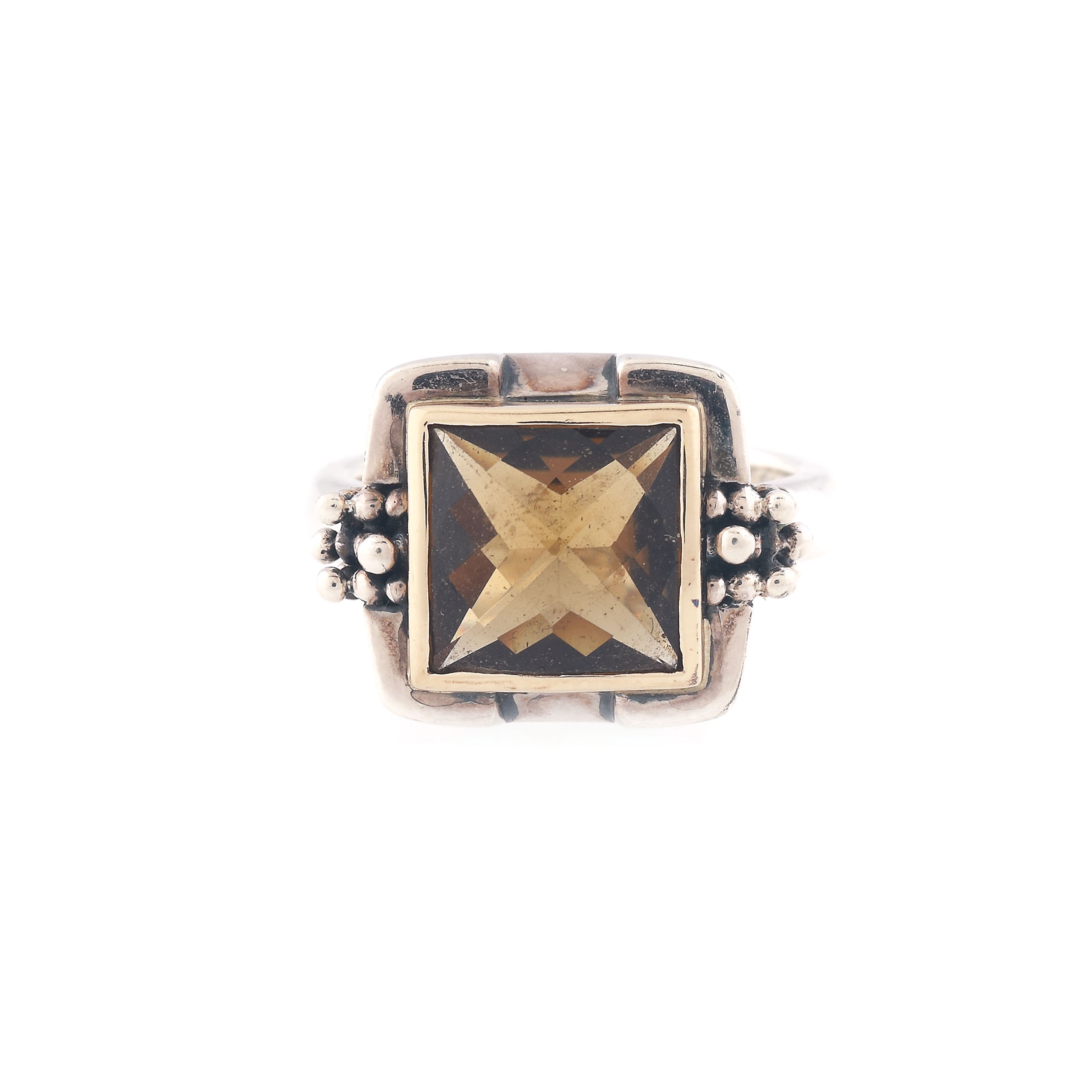 Gold and silver ring, decorated with quarts, designer Michael Dawkins