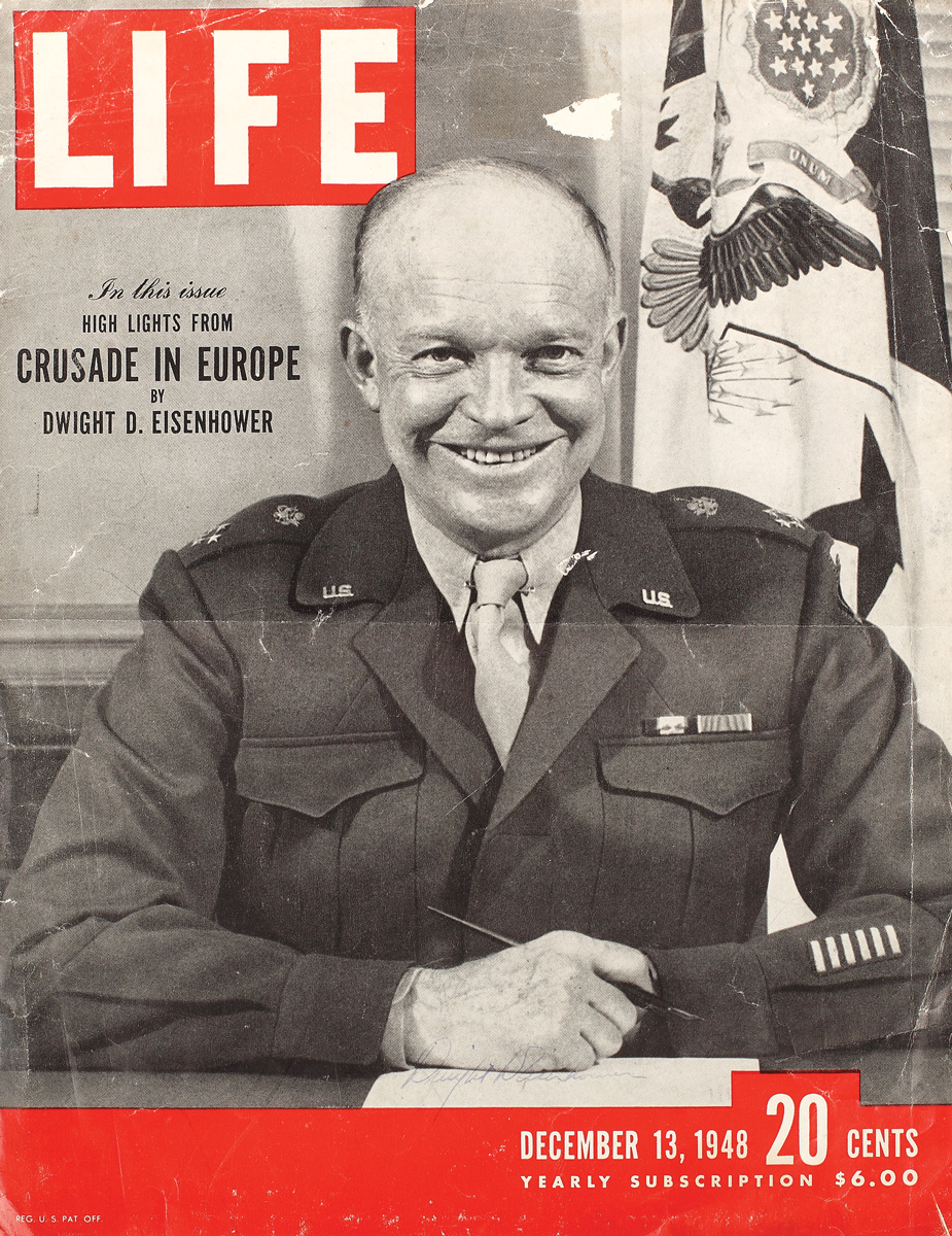 Autograful președintelui american Dwight D. Eisenhower pe coperta revistei Life din 13 Decembrie 1948
