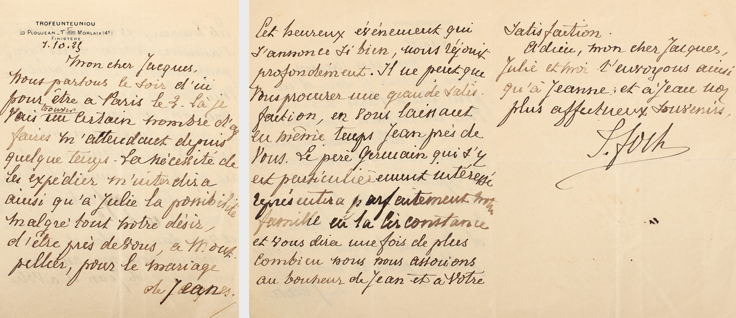 Scrisoare a Mareșalului francez Ferdinand Foch, conducătorul militar al Antantei în Primul Război Mondial, purtând semnătura acestuia