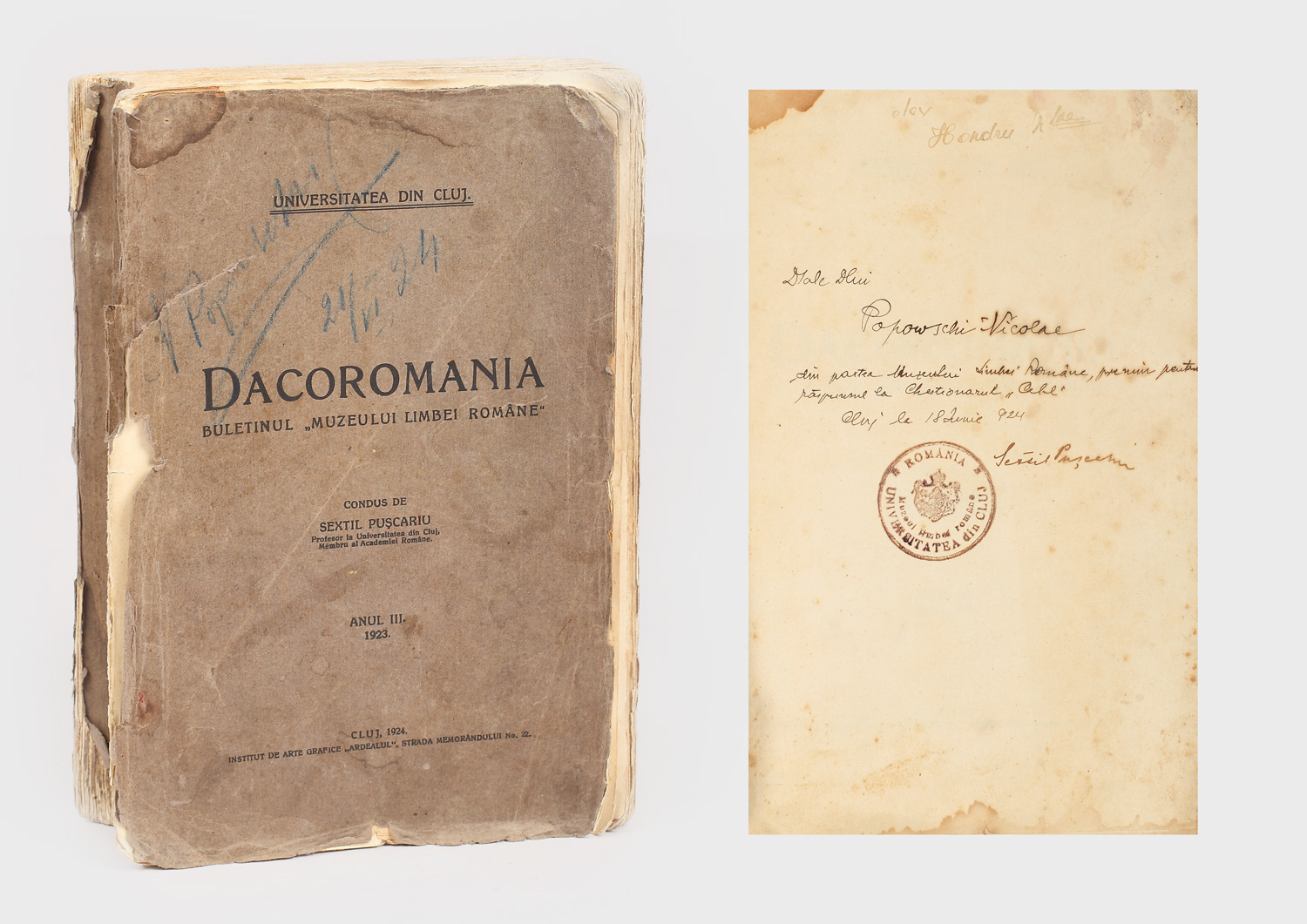 Dacoromânia, buletinul Muzeului Limbei Române, Cluj 1924
