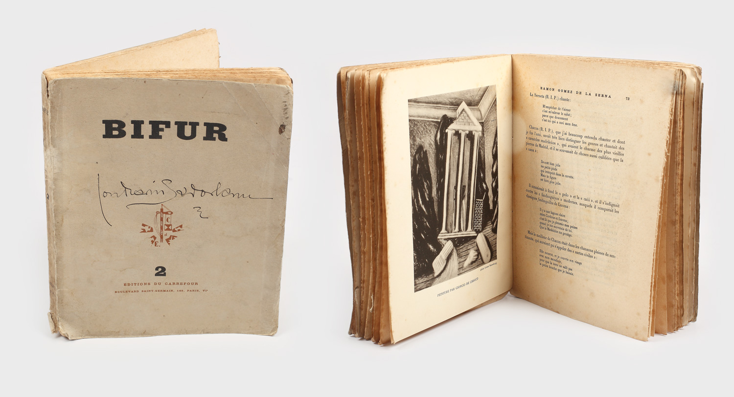 Revista Bifur, ediție rară publicată în 3000 exemplare, în 1929, purtând autograful scriitorului Ion Marin Sadoveanu