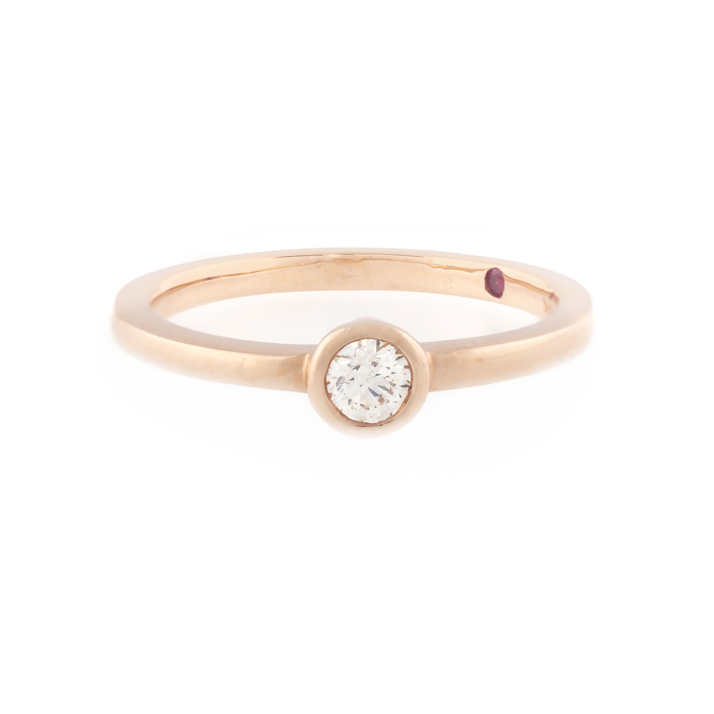 Inel din aur roz, ornat cu diamant, designer Roberto Coin
