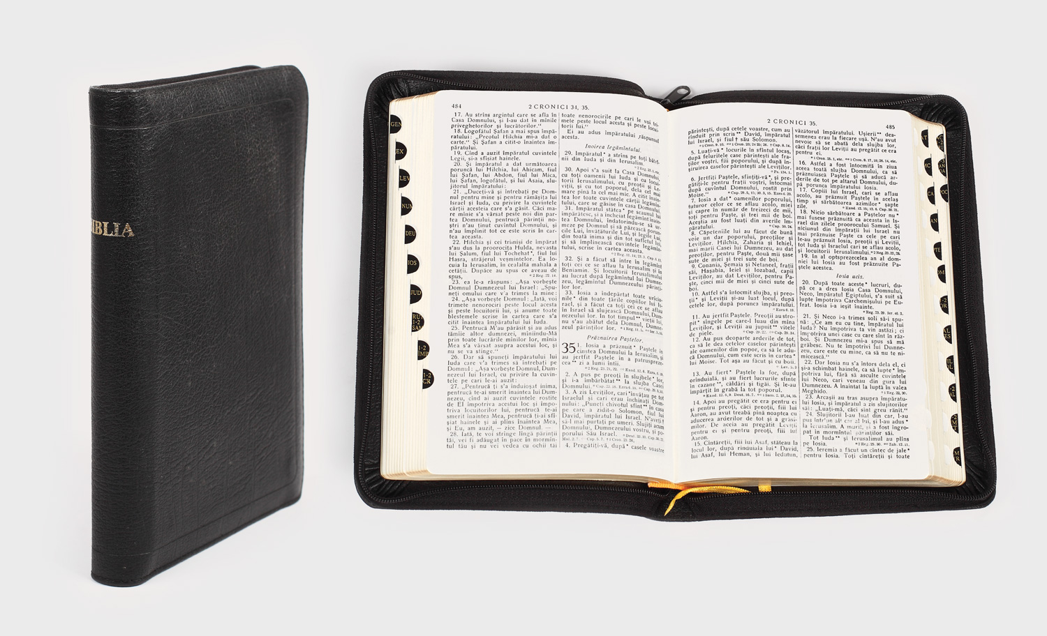 Biblia sau Sfânta Scriptură a Vechiului și Noului Testament, ediție în borsetă din piele, cu dedicația lui Ioan Miclea, pastor evanghelic