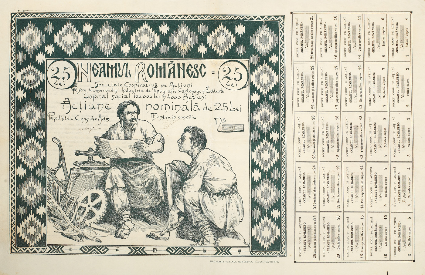 Abonament la revista Neamul Românesc, purtând semnătura olografă a istoricului Nicolae Iorga