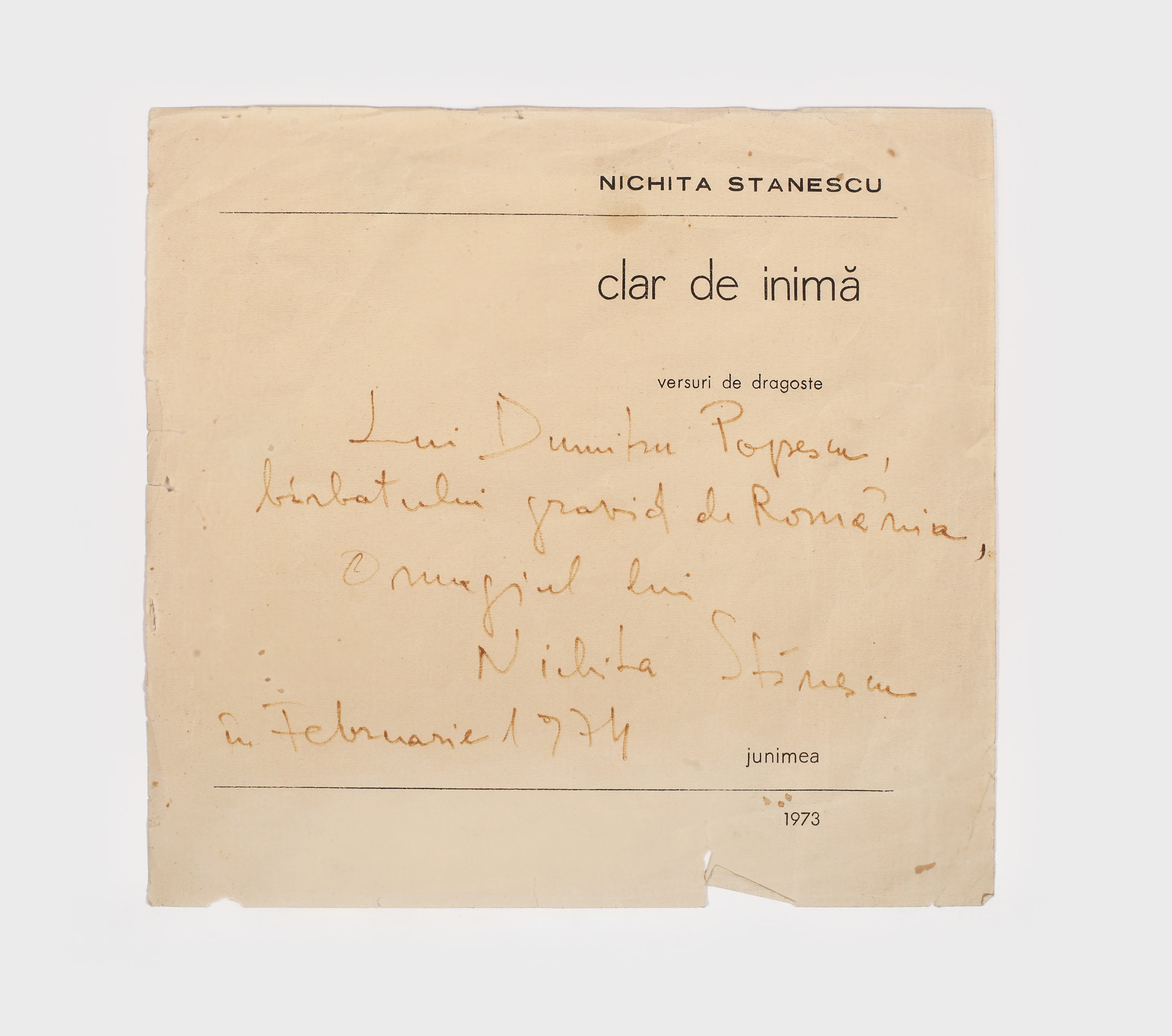 Autograful scriitorului Nichita Stănescu