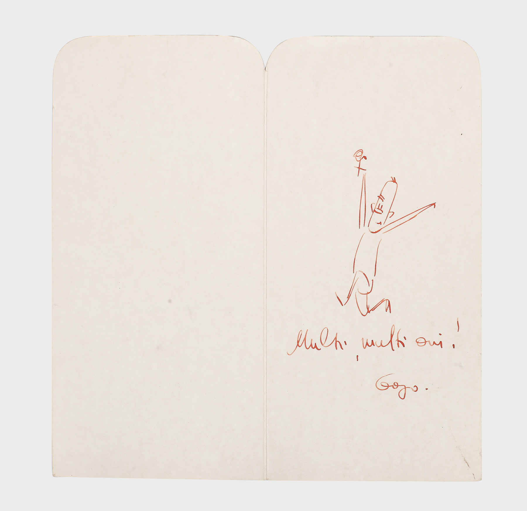Autograful graficianului Ion Popescu Gopo, pe o felicitare