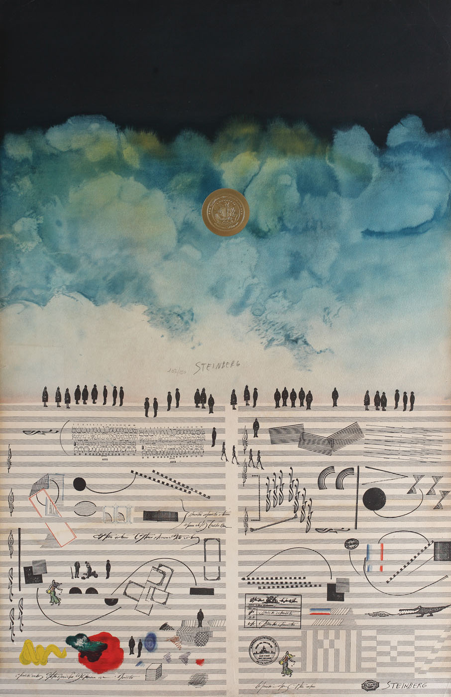 Partition de musique facétieuse et ciel