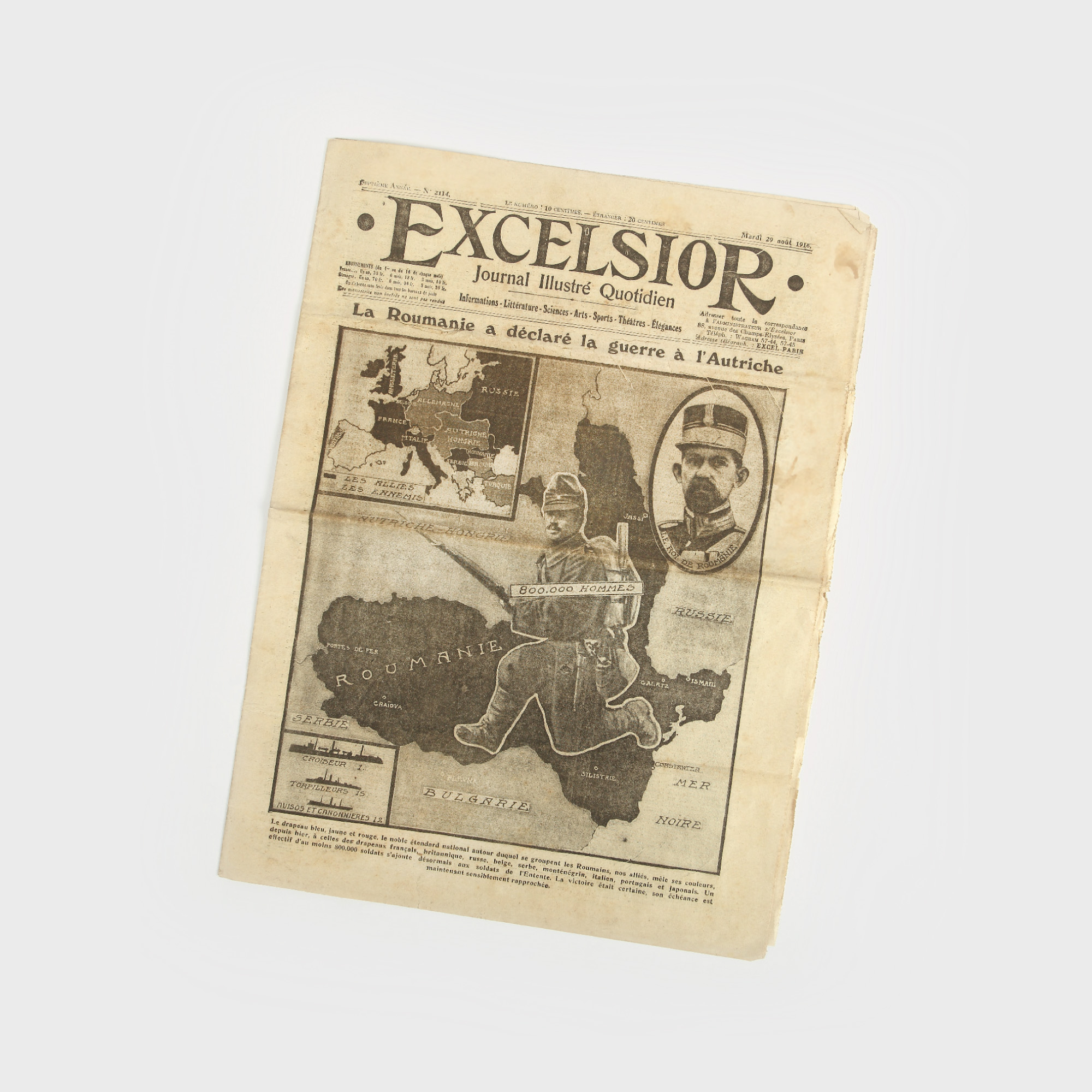 Gazeta ”Excelsior” (nr. 2114, 29 Martie 1916) număr dedicat intrării în război a României