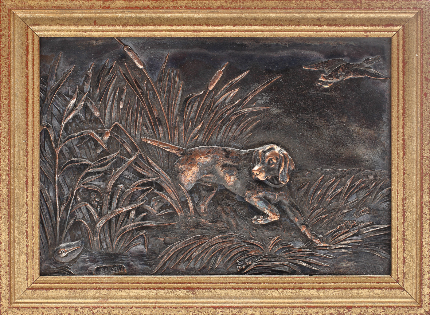 Basorelief cu scenă de vânătoare, după sculptorul Antoine-Louis Barye, începutul sec. XX