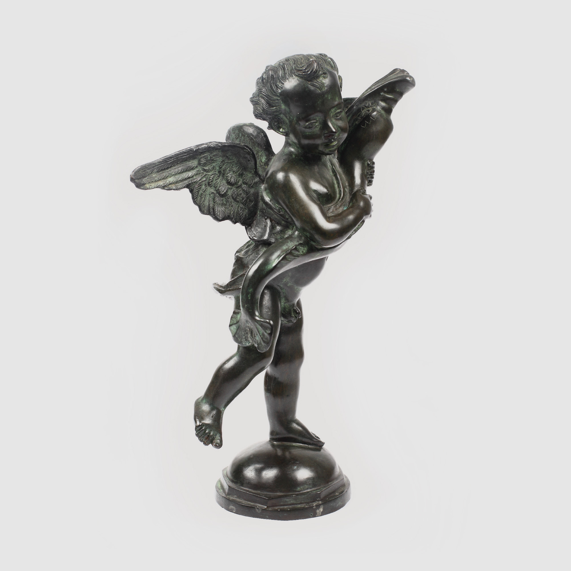 "Putto cu delfin" - reproducere în bronz după celebra operă a lui Andrea del Verrocchio, sfârşitul sec. XIX